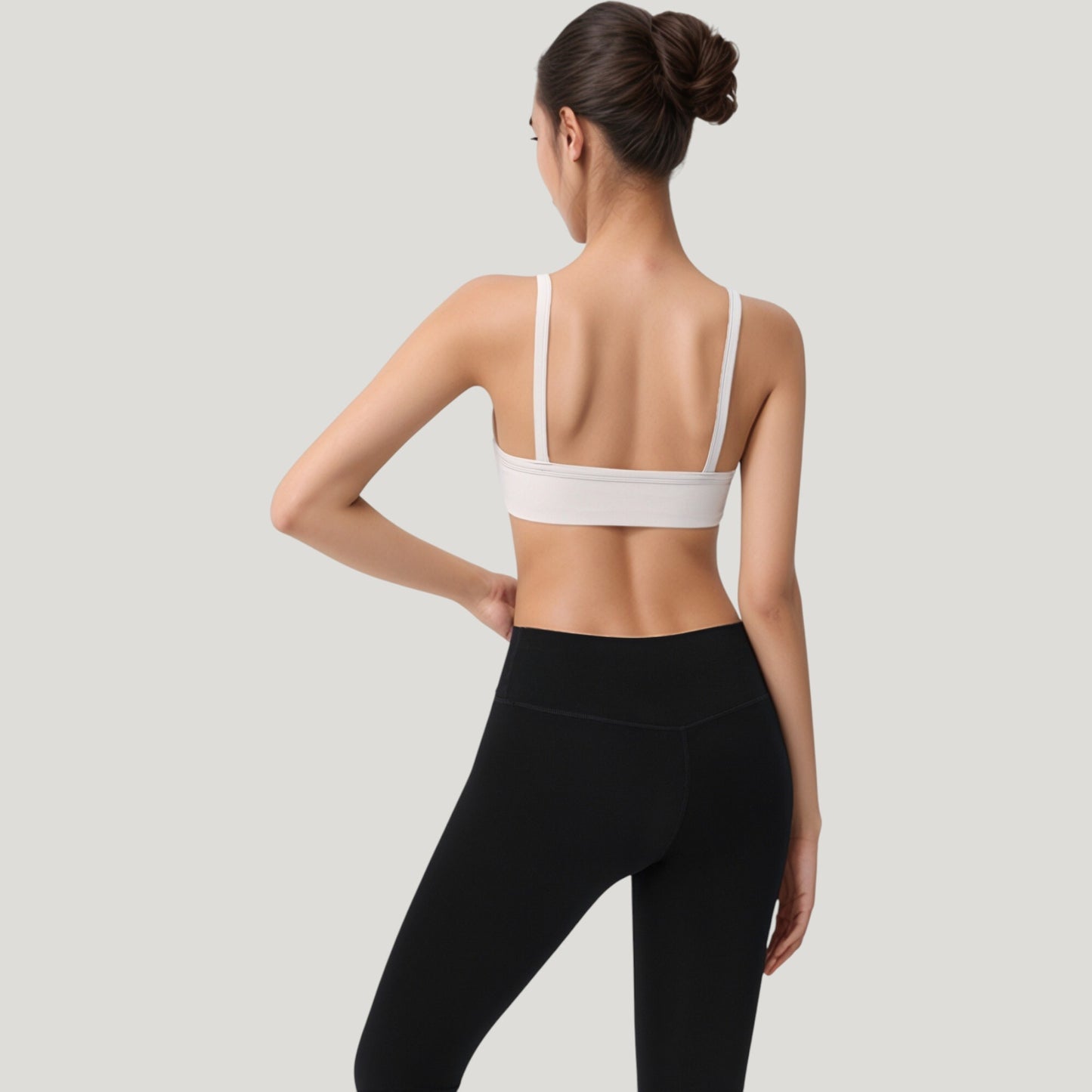 Anna-Kaci Active Women's Square Neck Sports Bra with Wide Fixed Straps and Smooth Seamless Design