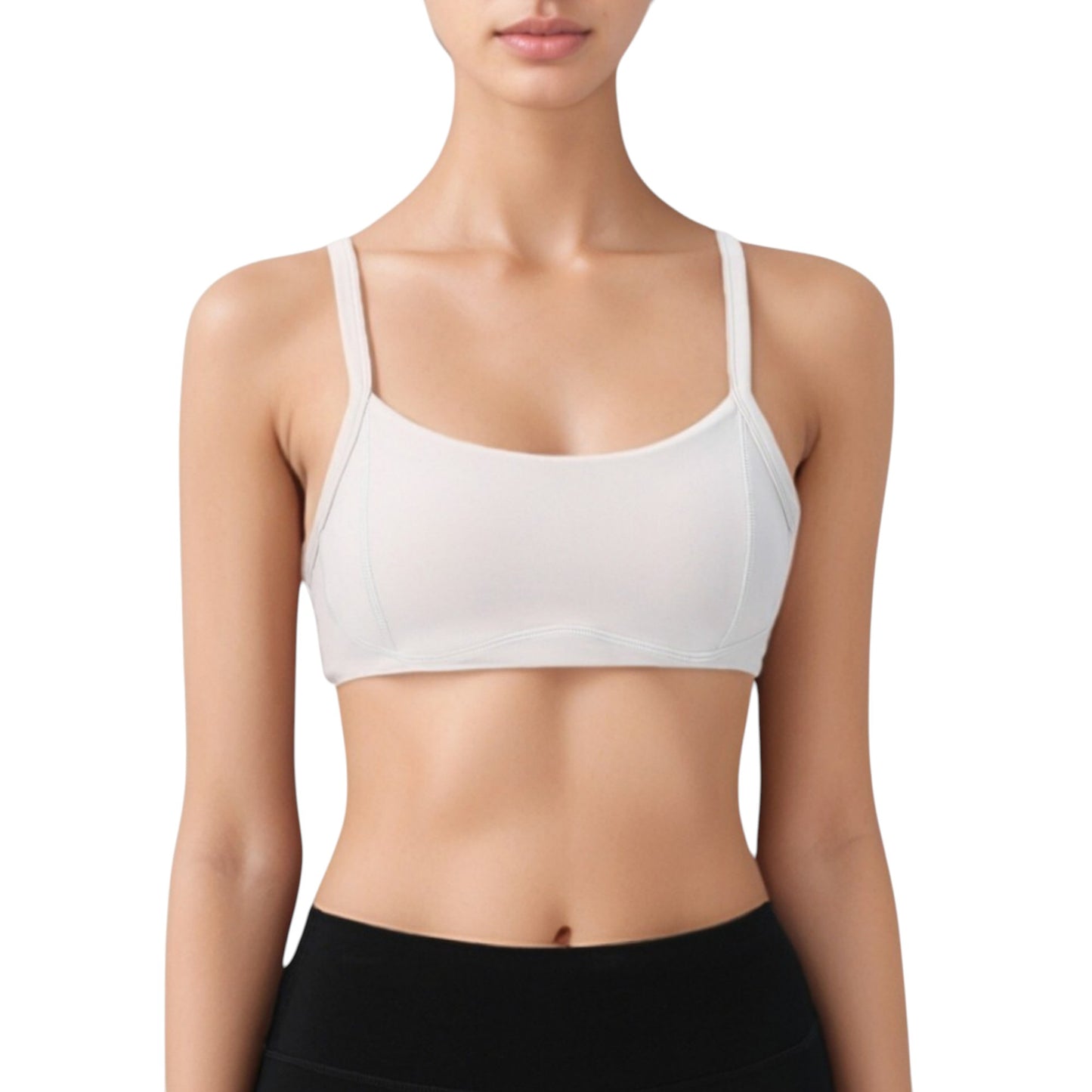 Anna-Kaci Active Women's Square Neck Sports Bra with Wide Fixed Straps and Smooth Seamless Design
