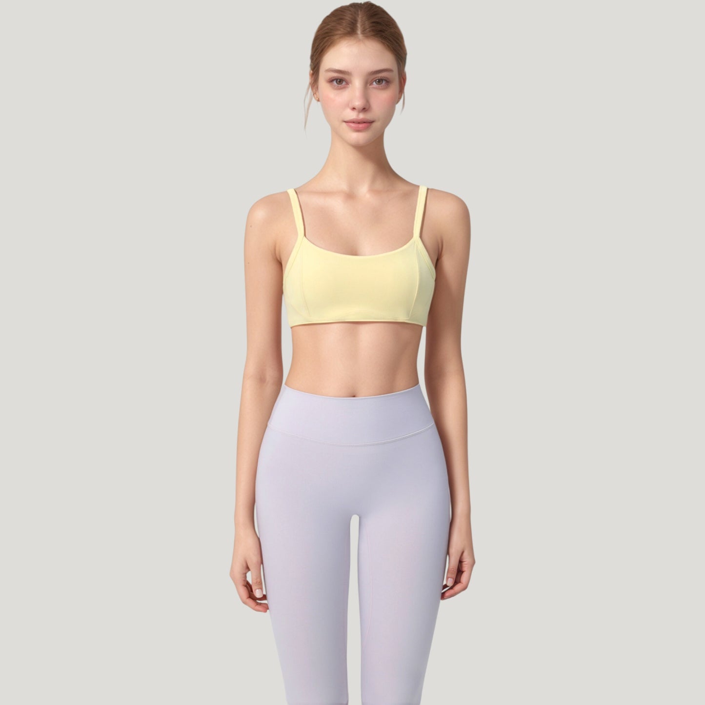 Anna-Kaci Active Women's Square Neck Sports Bra with Wide Fixed Straps and Smooth Seamless Design