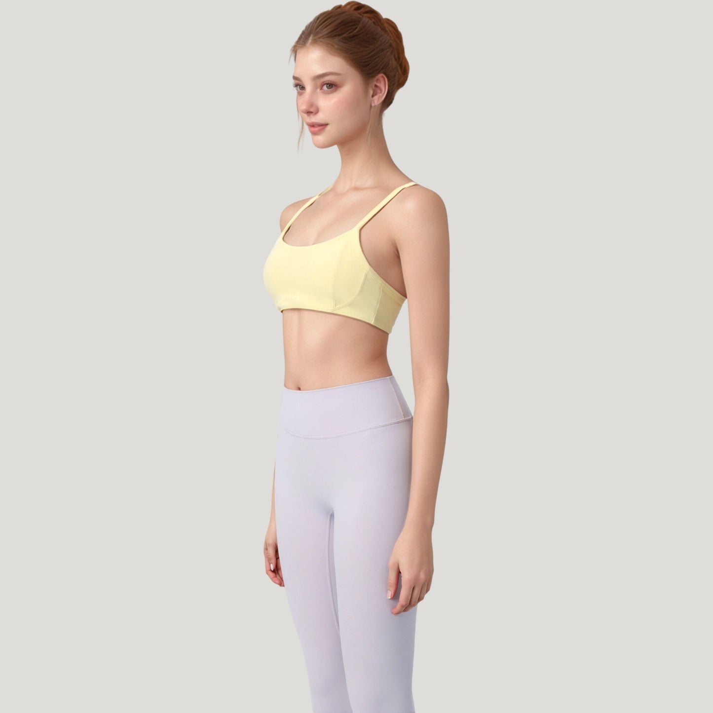 Anna-Kaci Active Women's Square Neck Sports Bra with Wide Fixed Straps and Smooth Seamless Design