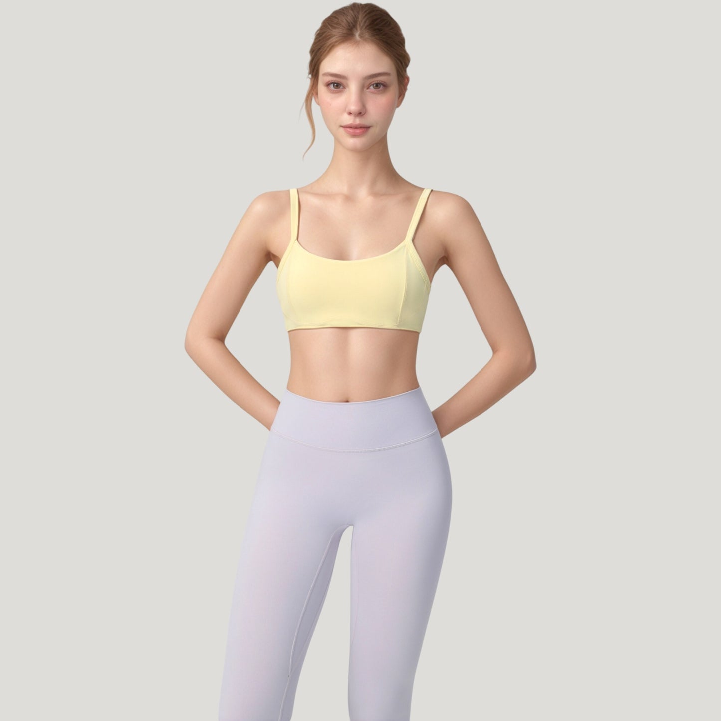 Anna-Kaci Active Women's Square Neck Sports Bra with Wide Fixed Straps and Smooth Seamless Design
