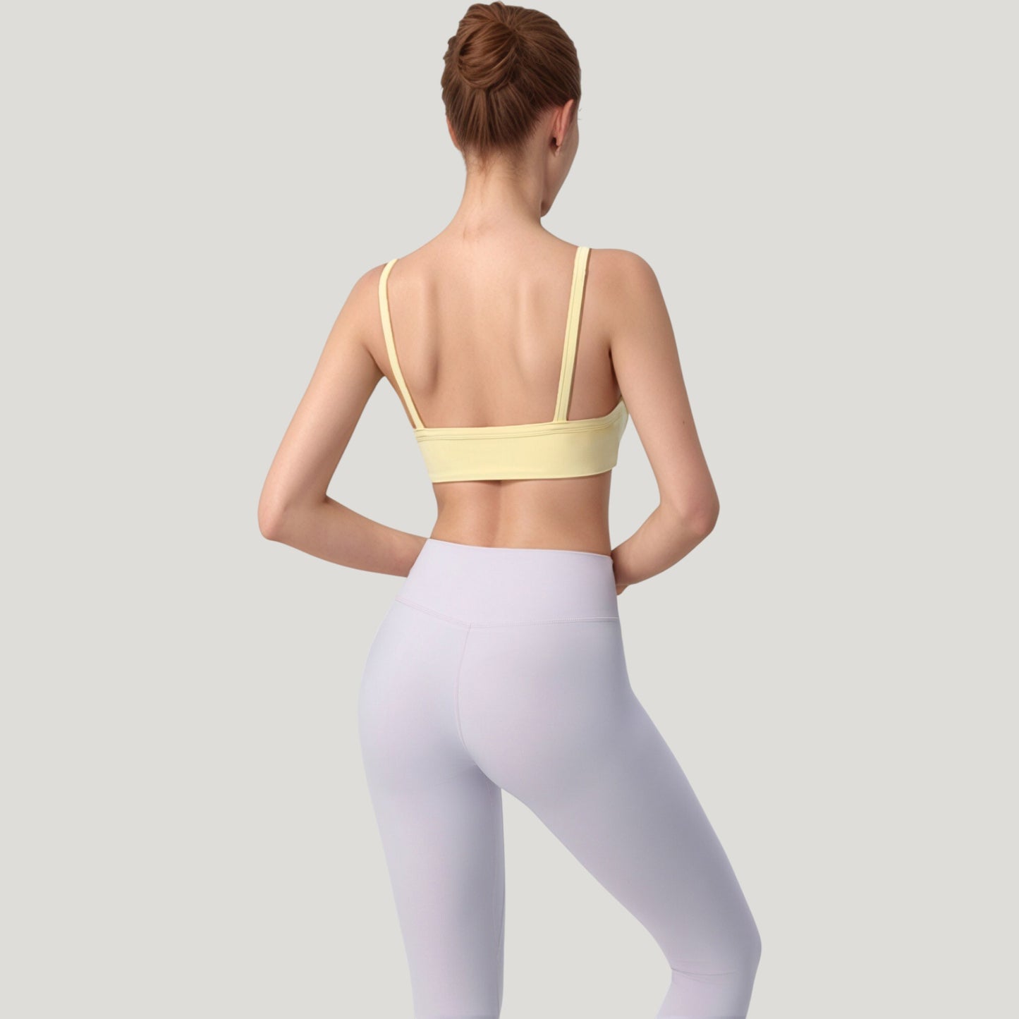Anna-Kaci Active Women's Square Neck Sports Bra with Wide Fixed Straps and Smooth Seamless Design