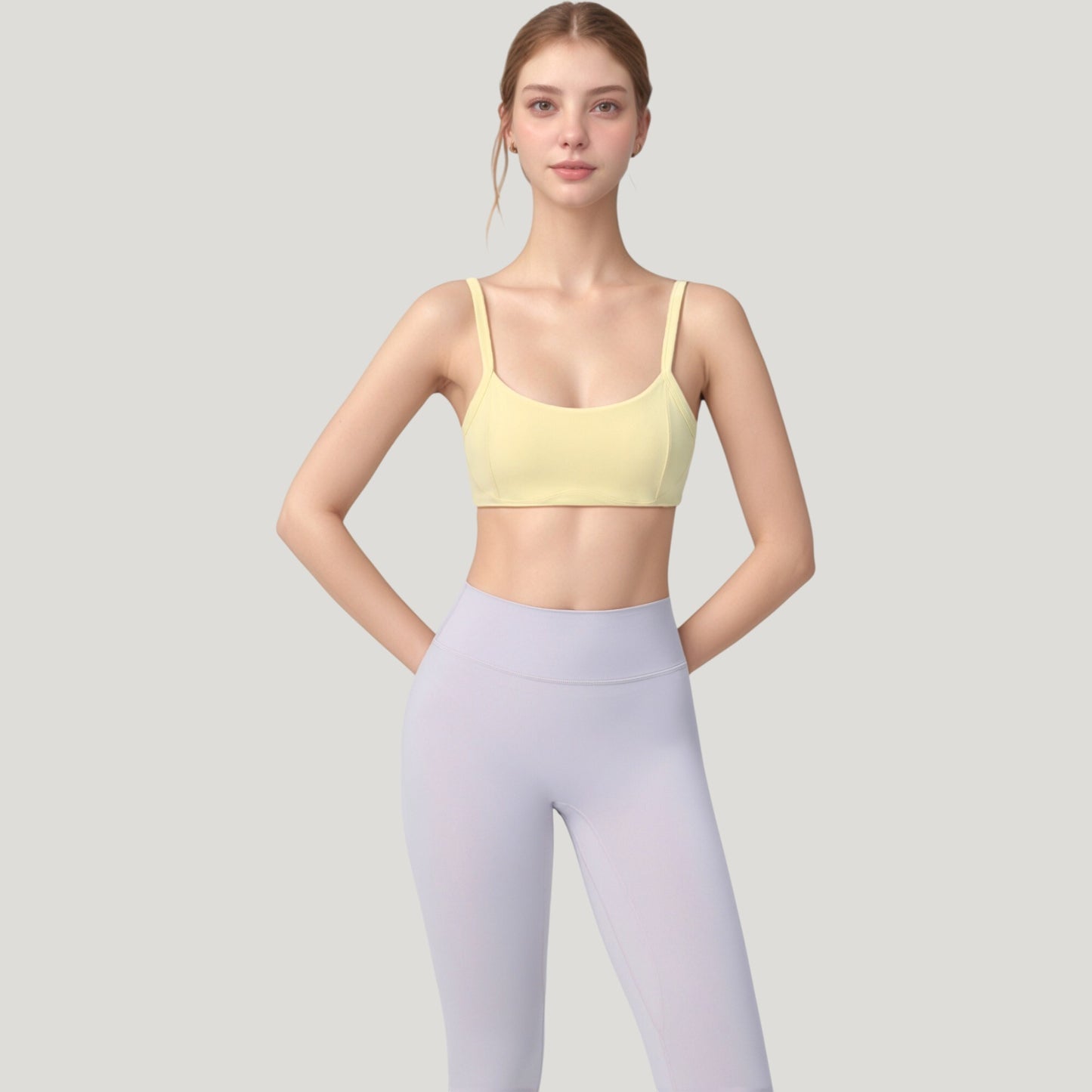 Anna-Kaci Active Women's Square Neck Sports Bra with Wide Fixed Straps and Smooth Seamless Design