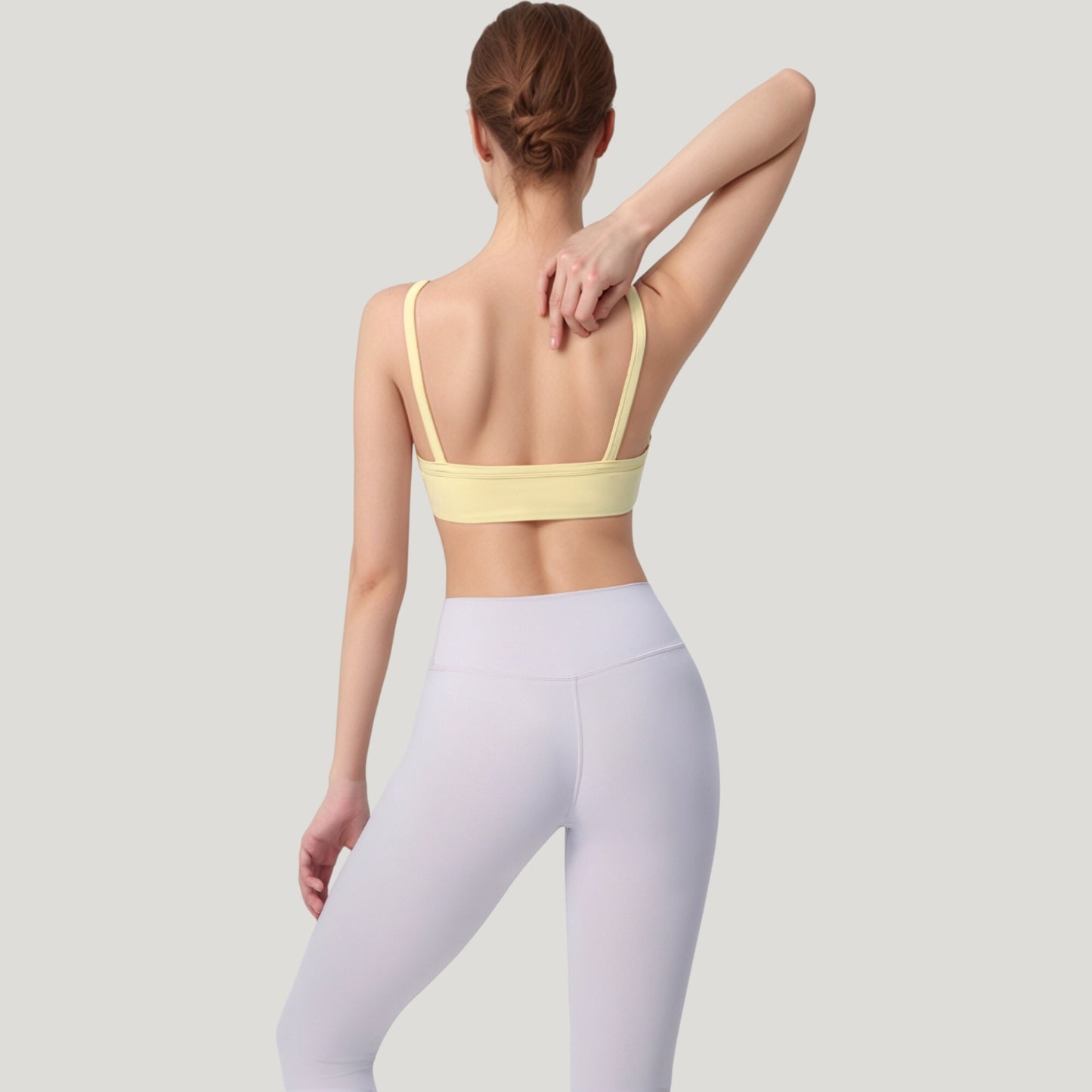 Anna-Kaci Active Women's Square Neck Sports Bra with Wide Fixed Straps and Smooth Seamless Design