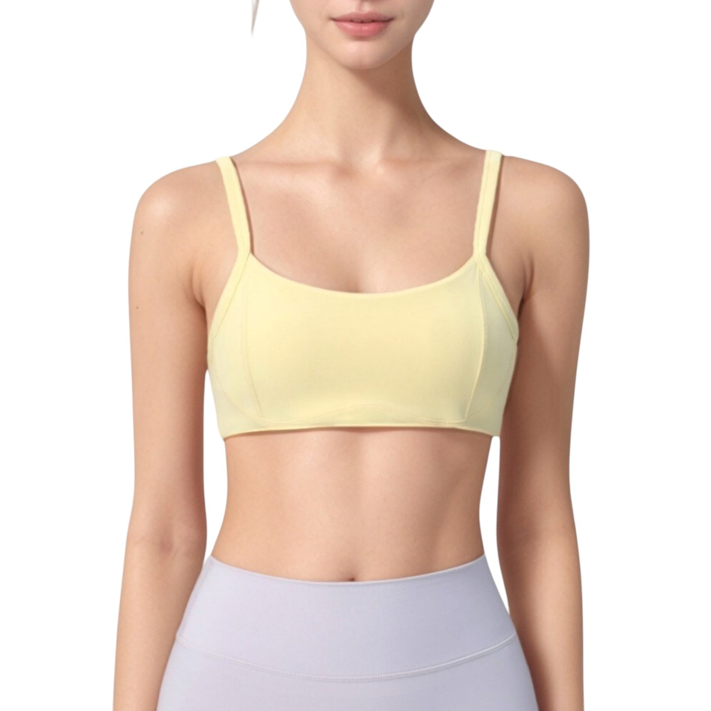 Anna-Kaci Active Women's Square Neck Sports Bra with Wide Fixed Straps and Smooth Seamless Design