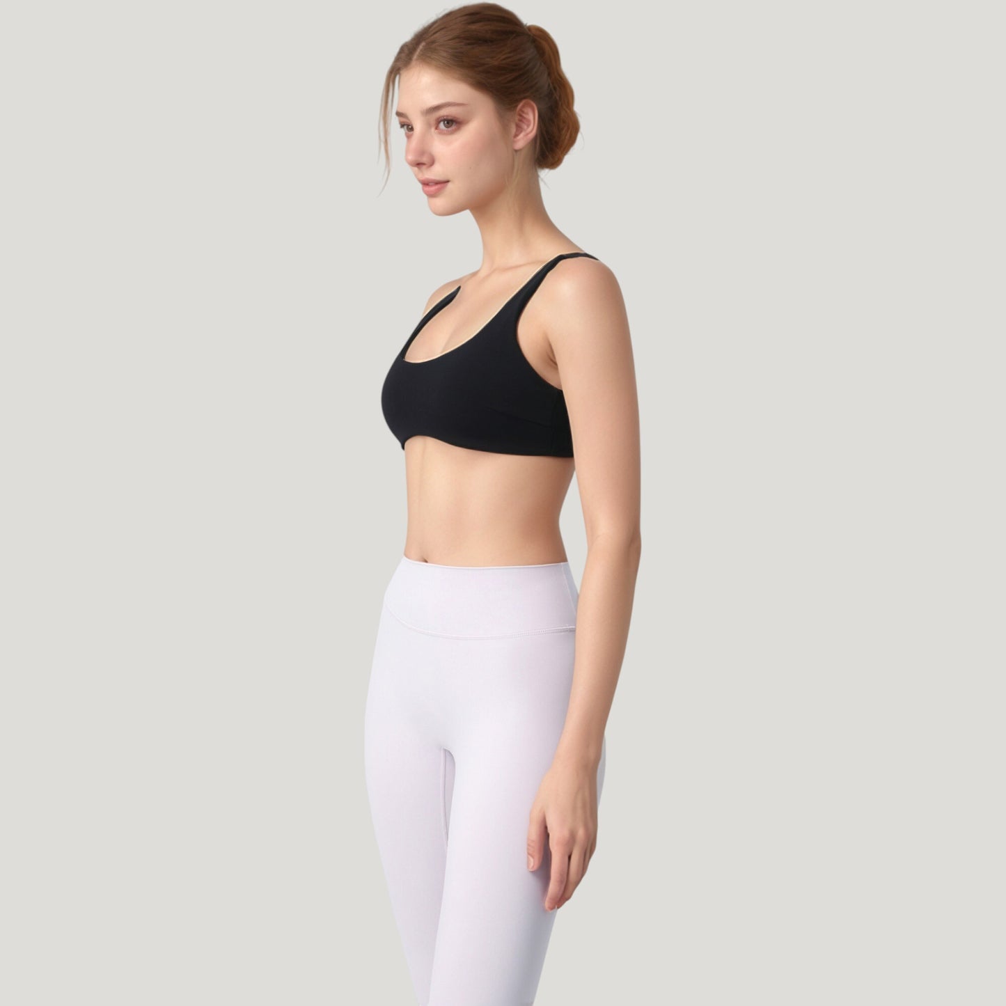 Anna-Kaci Active Women's Scoop Neck Sports Bra with Wide Straps and Seamless Design