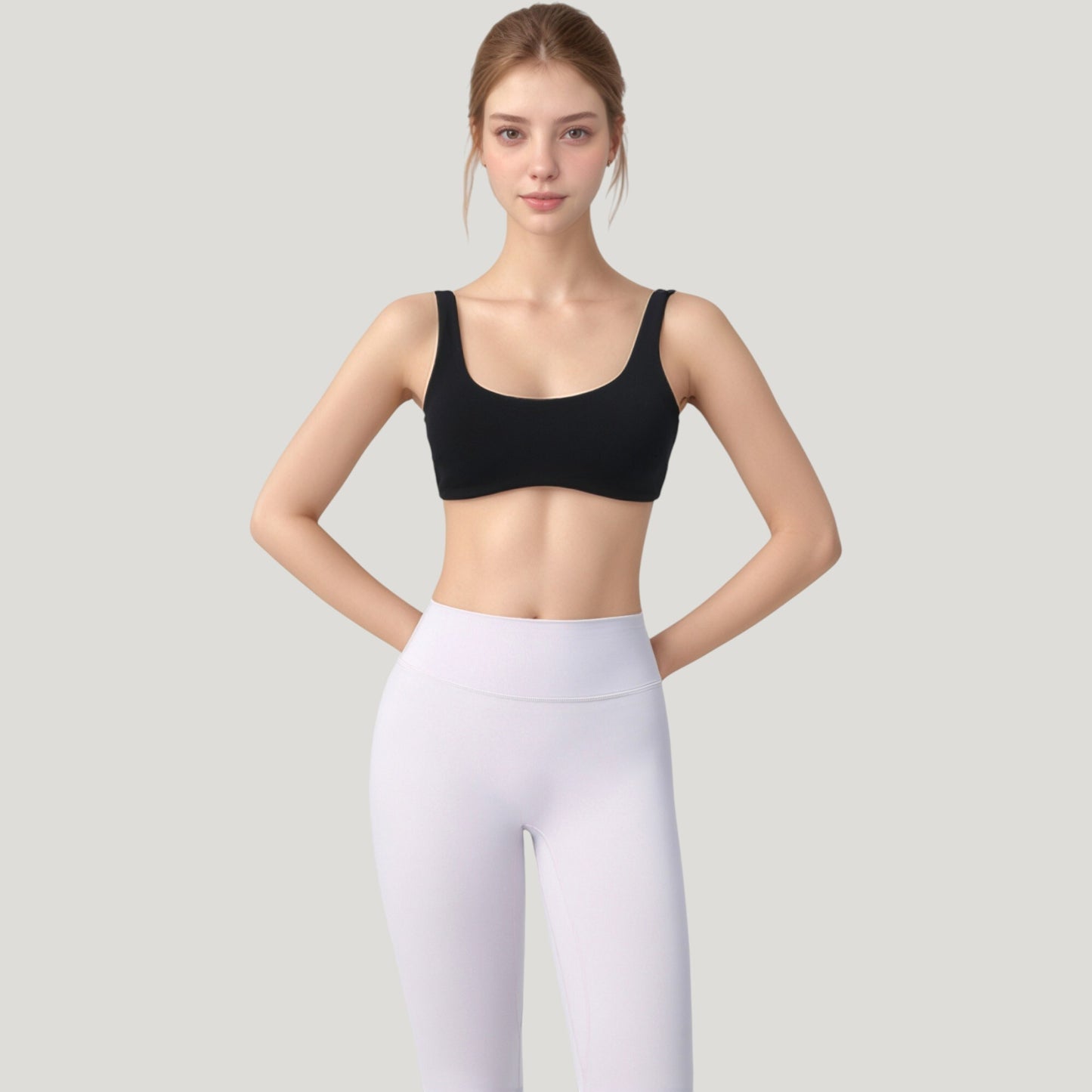 Anna-Kaci Active Women's Scoop Neck Sports Bra with Wide Straps and Seamless Design