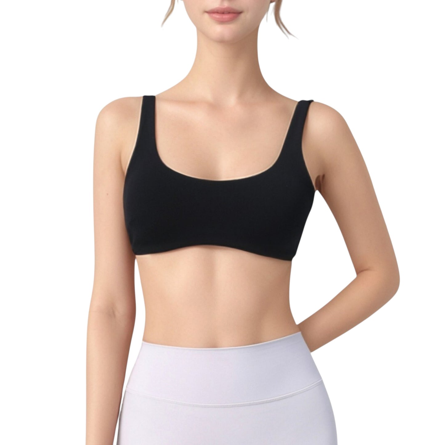 Anna-Kaci Active Women's Scoop Neck Sports Bra with Wide Straps and Seamless Design