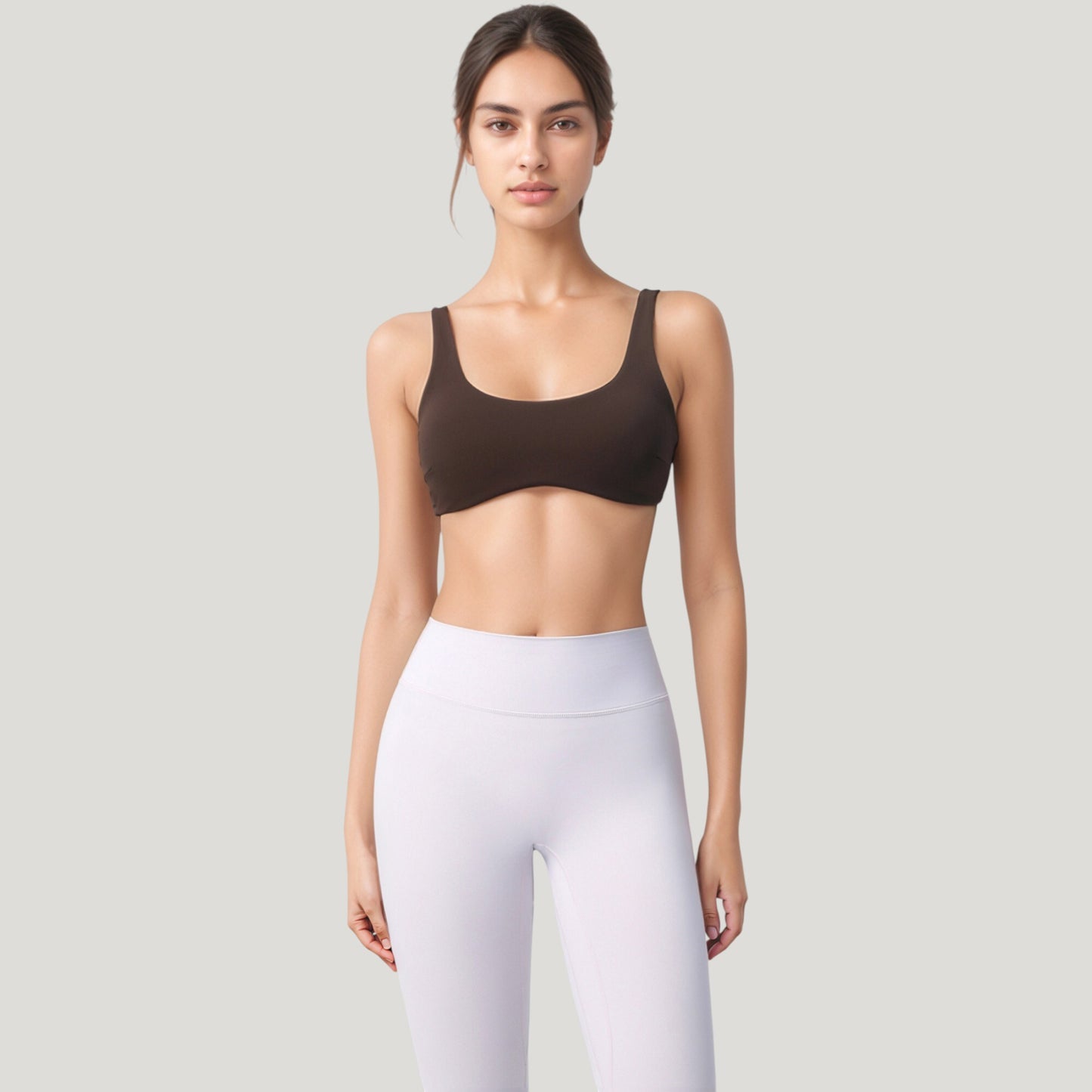 Anna-Kaci Active Women's Scoop Neck Sports Bra with Wide Straps and Seamless Design
