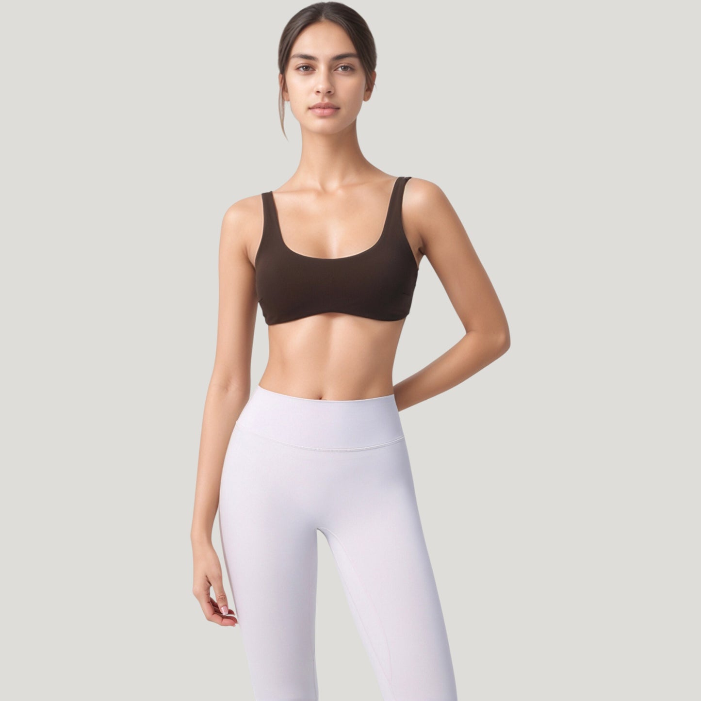 Anna-Kaci Active Women's Scoop Neck Sports Bra with Wide Straps and Seamless Design