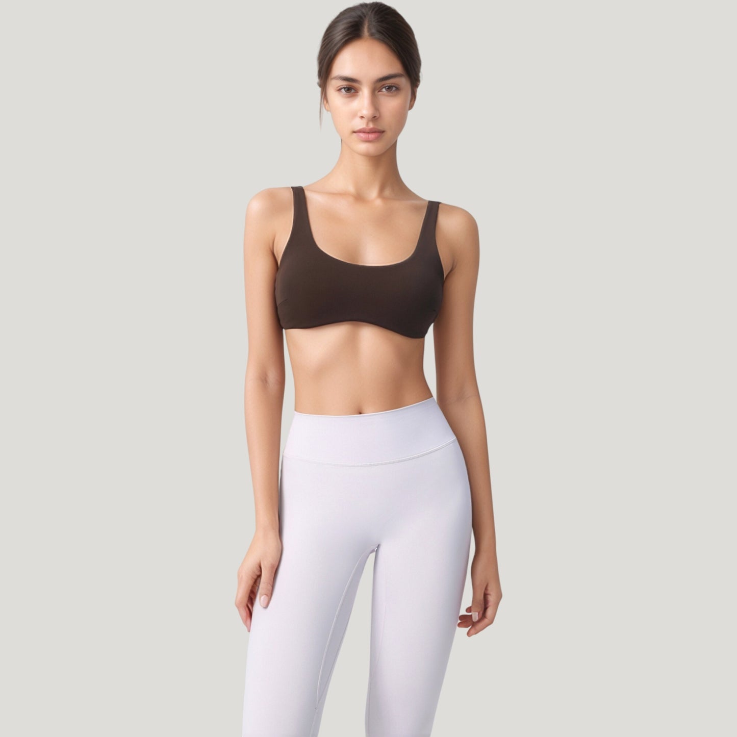Anna-Kaci Active Women's Scoop Neck Sports Bra with Wide Straps and Seamless Design