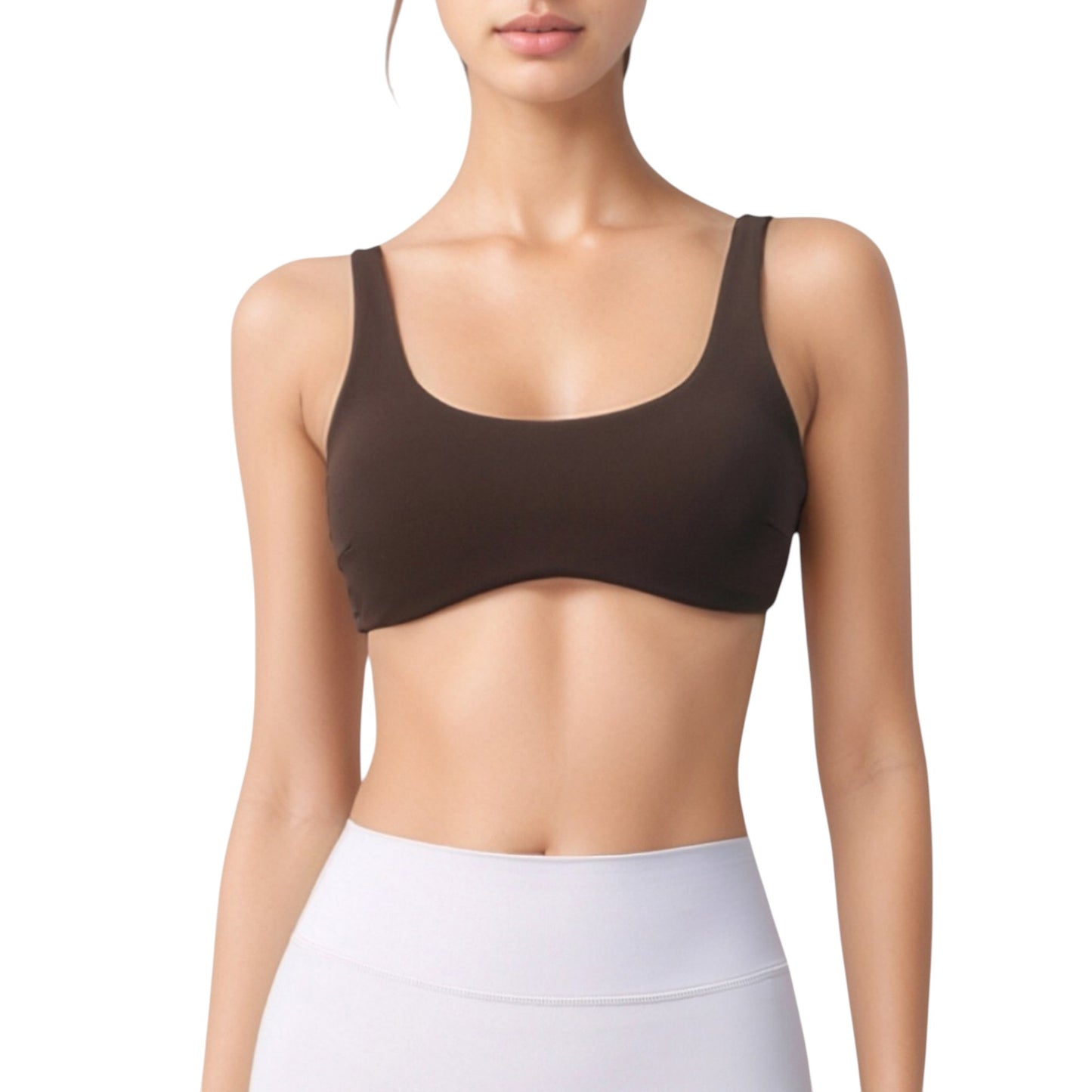 Anna-Kaci Active Women's Scoop Neck Sports Bra with Wide Straps and Seamless Design