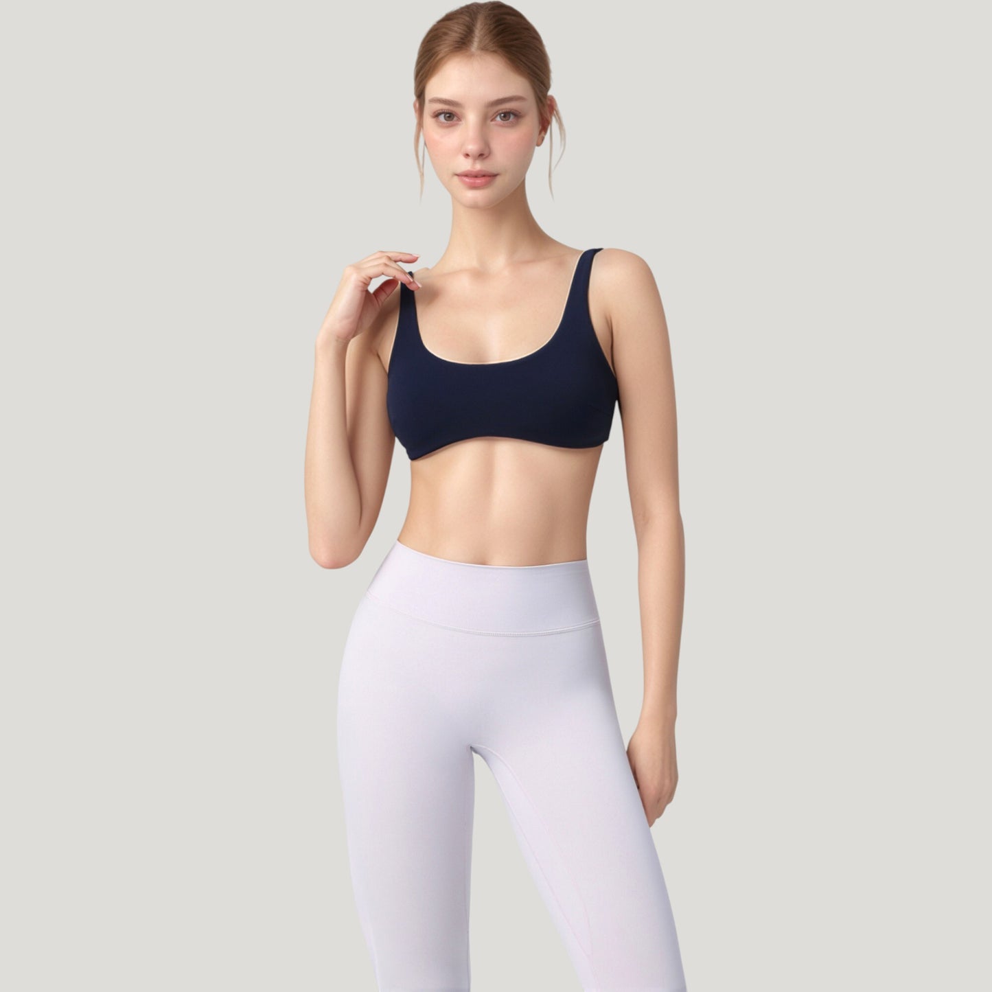 Anna-Kaci Active Women's Scoop Neck Sports Bra with Wide Straps and Seamless Design