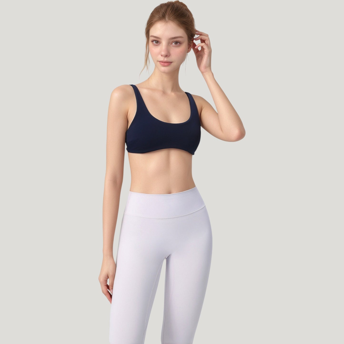 Anna-Kaci Active Women's Scoop Neck Sports Bra with Wide Straps and Seamless Design