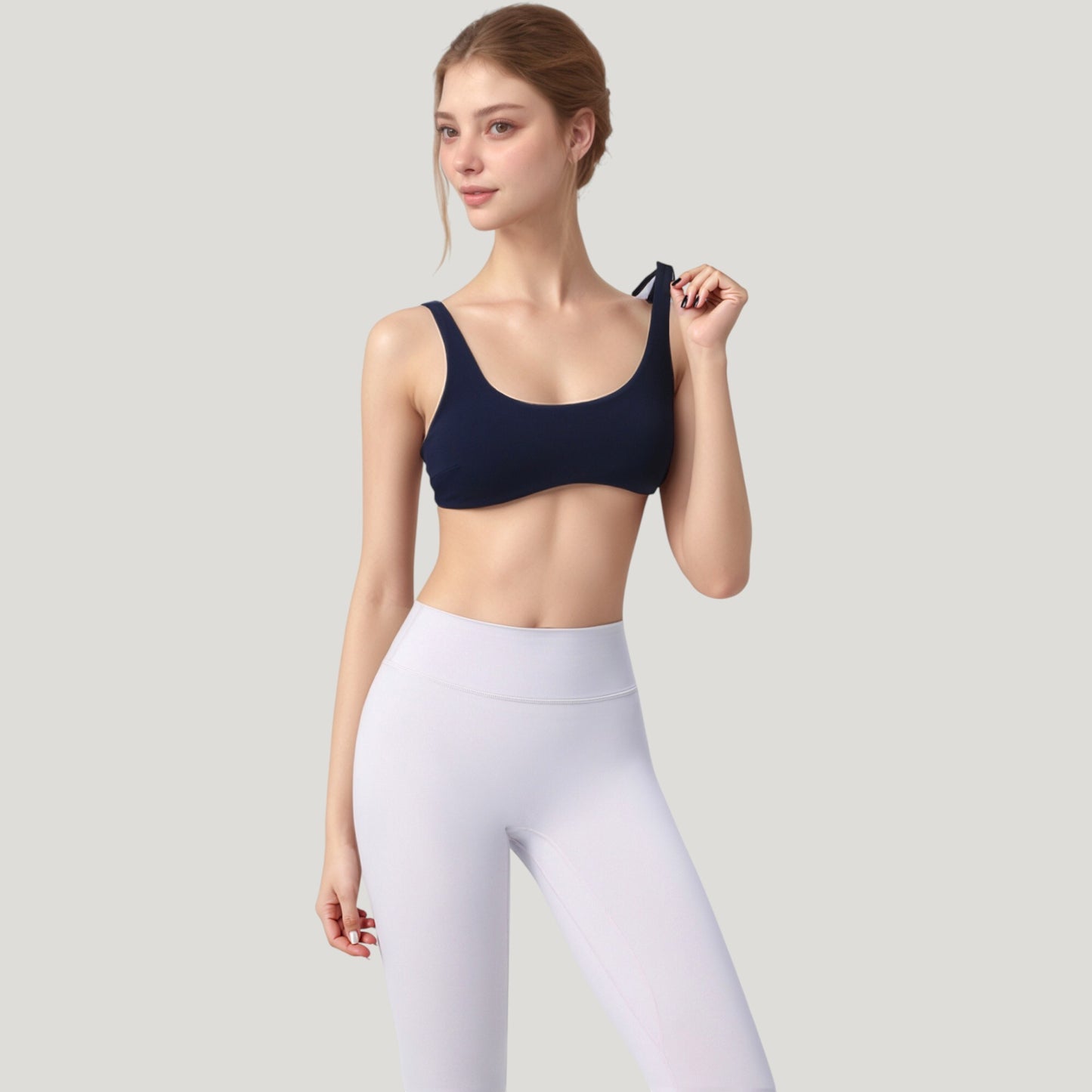 Anna-Kaci Active Women's Scoop Neck Sports Bra with Wide Straps and Seamless Design