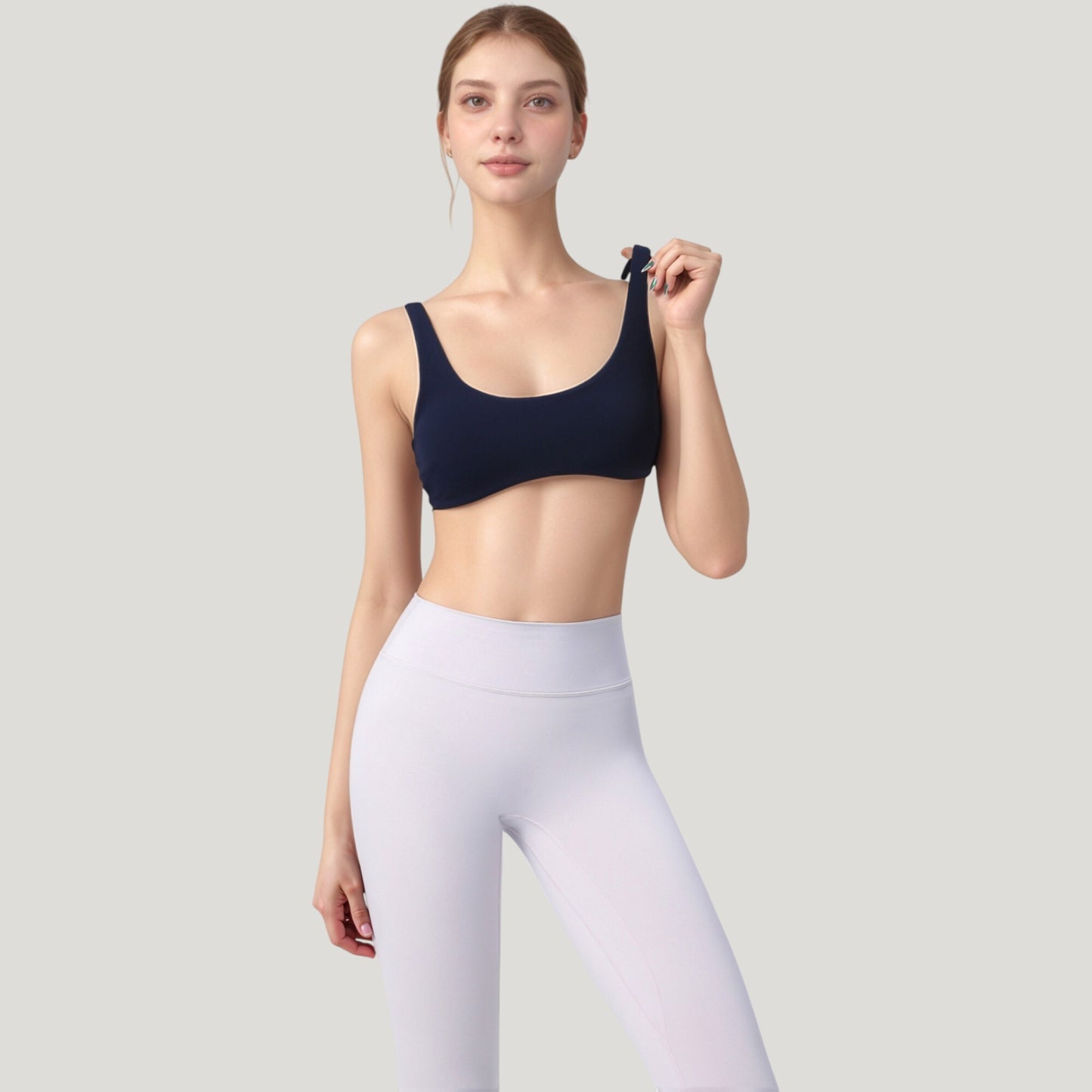 Anna-Kaci Active Women's Scoop Neck Sports Bra with Wide Straps and Seamless Design