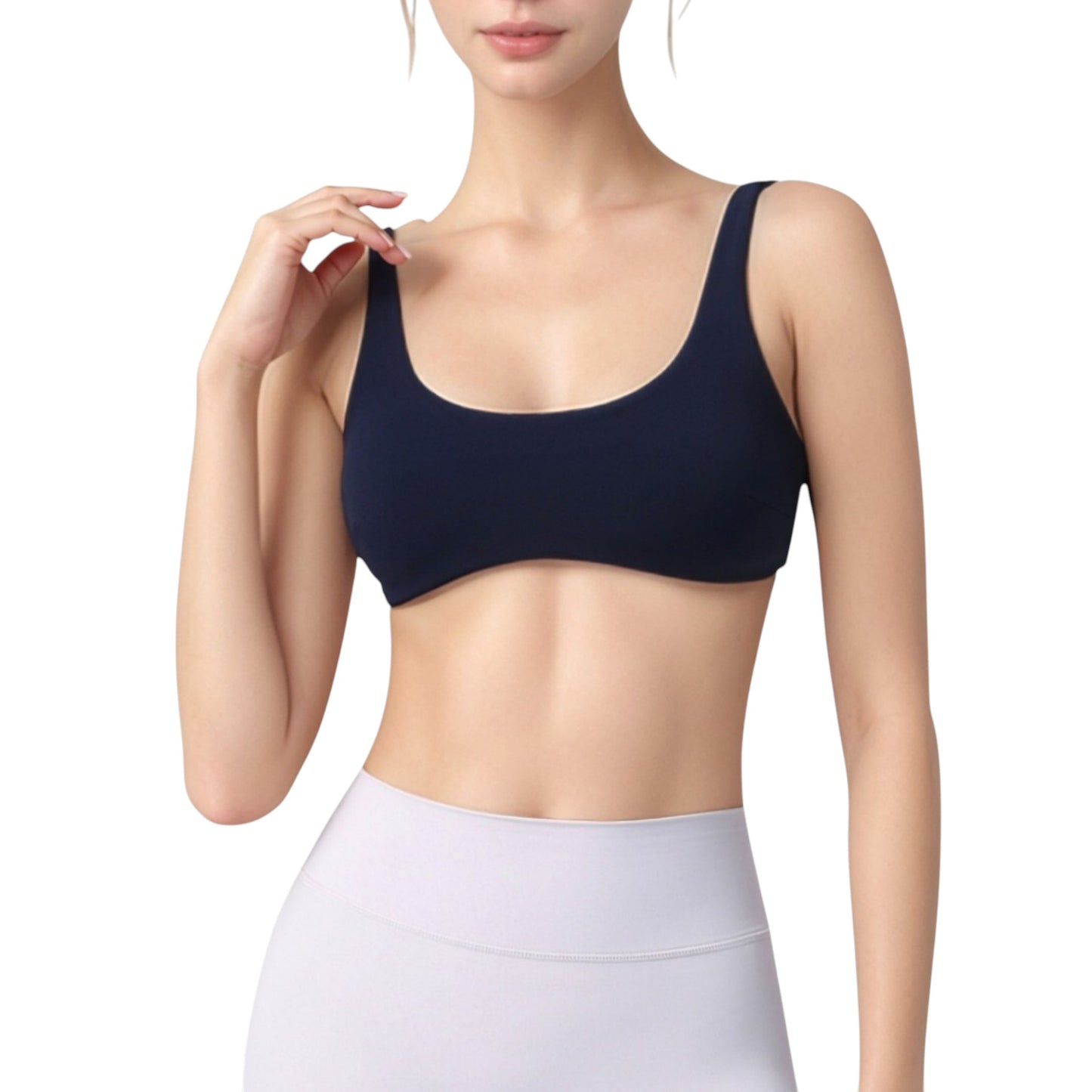 Anna-Kaci Active Women's Scoop Neck Sports Bra with Wide Straps and Seamless Design
