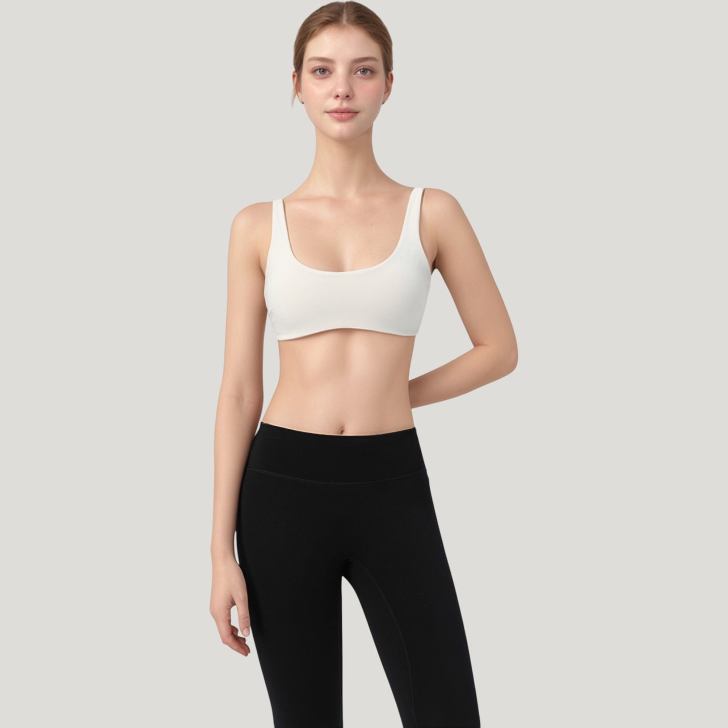 Anna-Kaci Active Women's Scoop Neck Sports Bra with Wide Straps and Seamless Design