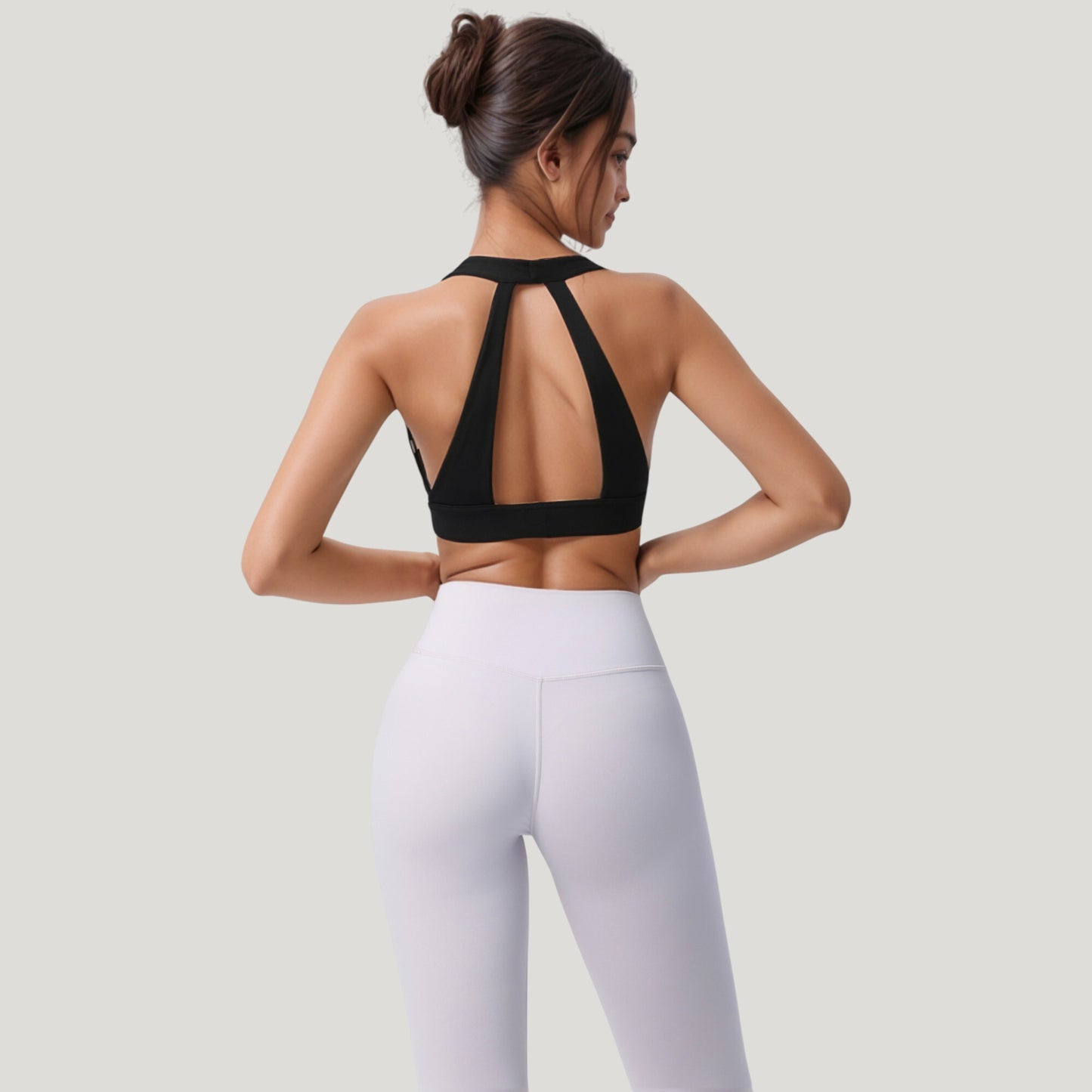 Anna-Kaci Active Women's Low Scoop Neck Sports Bra with Open Back Strap Design and Supportive Elastic Band