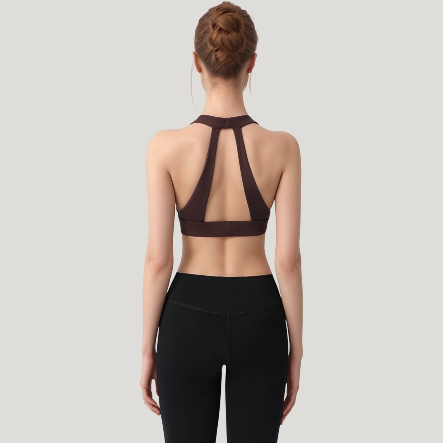 Anna-Kaci Active Women's Low Scoop Neck Sports Bra with Open Back Strap Design and Supportive Elastic Band