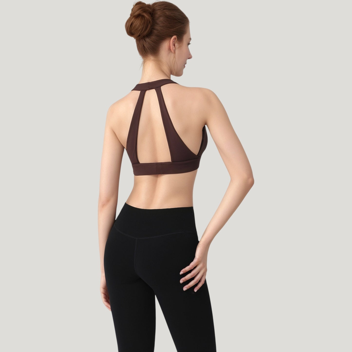 Anna-Kaci Active Women's Low Scoop Neck Sports Bra with Open Back Strap Design and Supportive Elastic Band