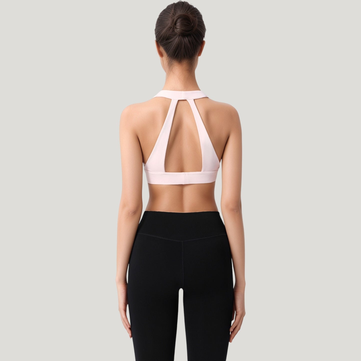 Anna-Kaci Active Women's Low Scoop Neck Sports Bra with Open Back Strap Design and Supportive Elastic Band