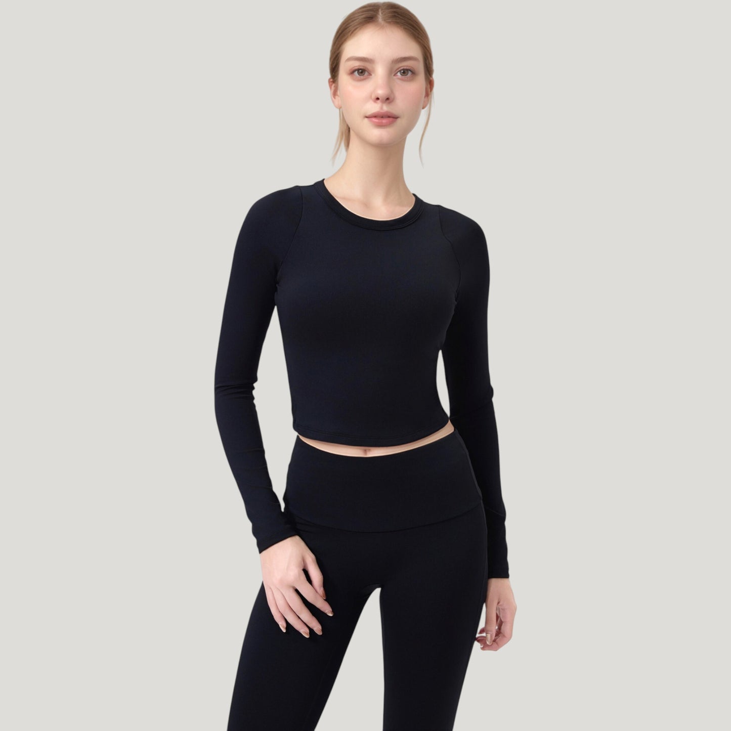 Anna-Kaci Active Women's Long Sleeve Cropped Sports Top with Open Back and Crisscross Strap Detail