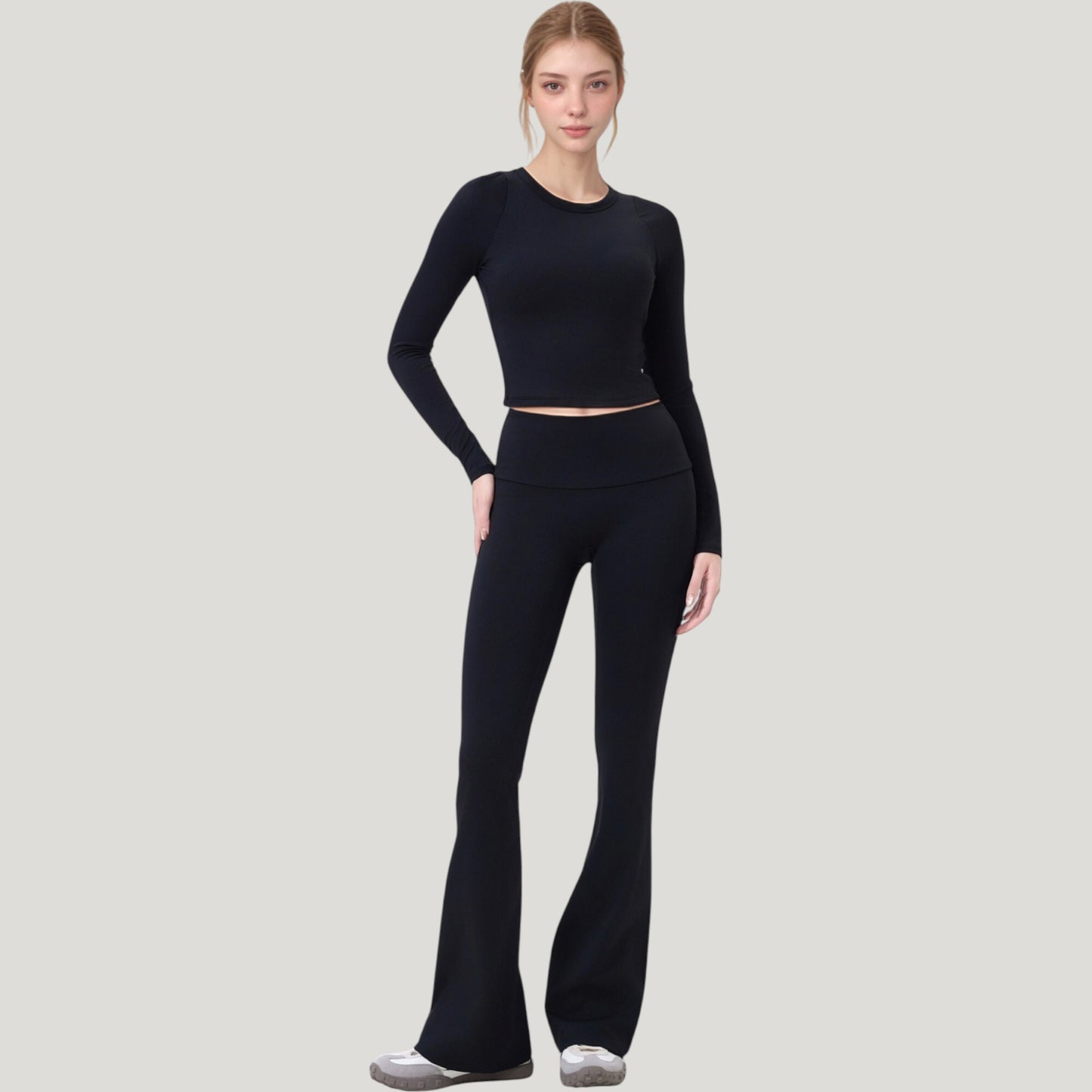 Anna-Kaci Active Women's Long Sleeve Cropped Sports Top with Open Back and Crisscross Strap Detail
