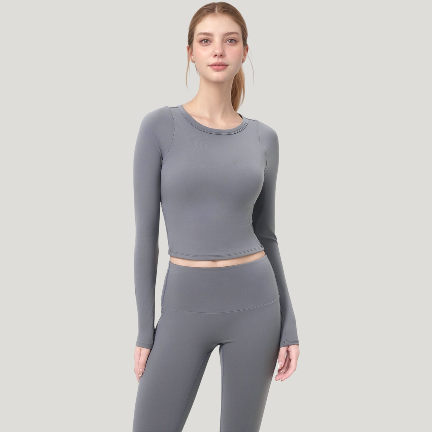 Anna-Kaci Active Women's Long Sleeve Cropped Sports Top with Open Back and Crisscross Strap Detail