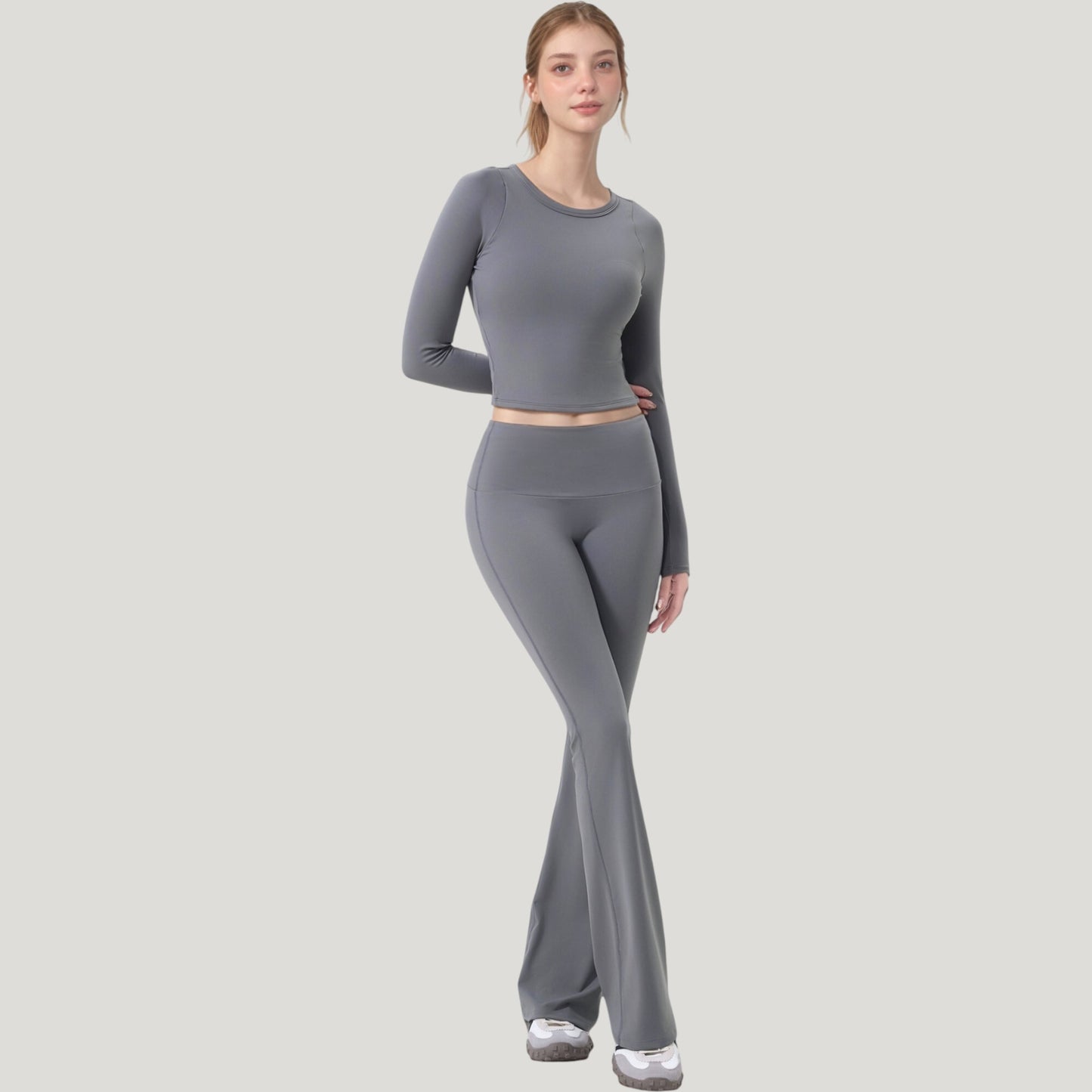 Anna-Kaci Active Women's Long Sleeve Cropped Sports Top with Open Back and Crisscross Strap Detail