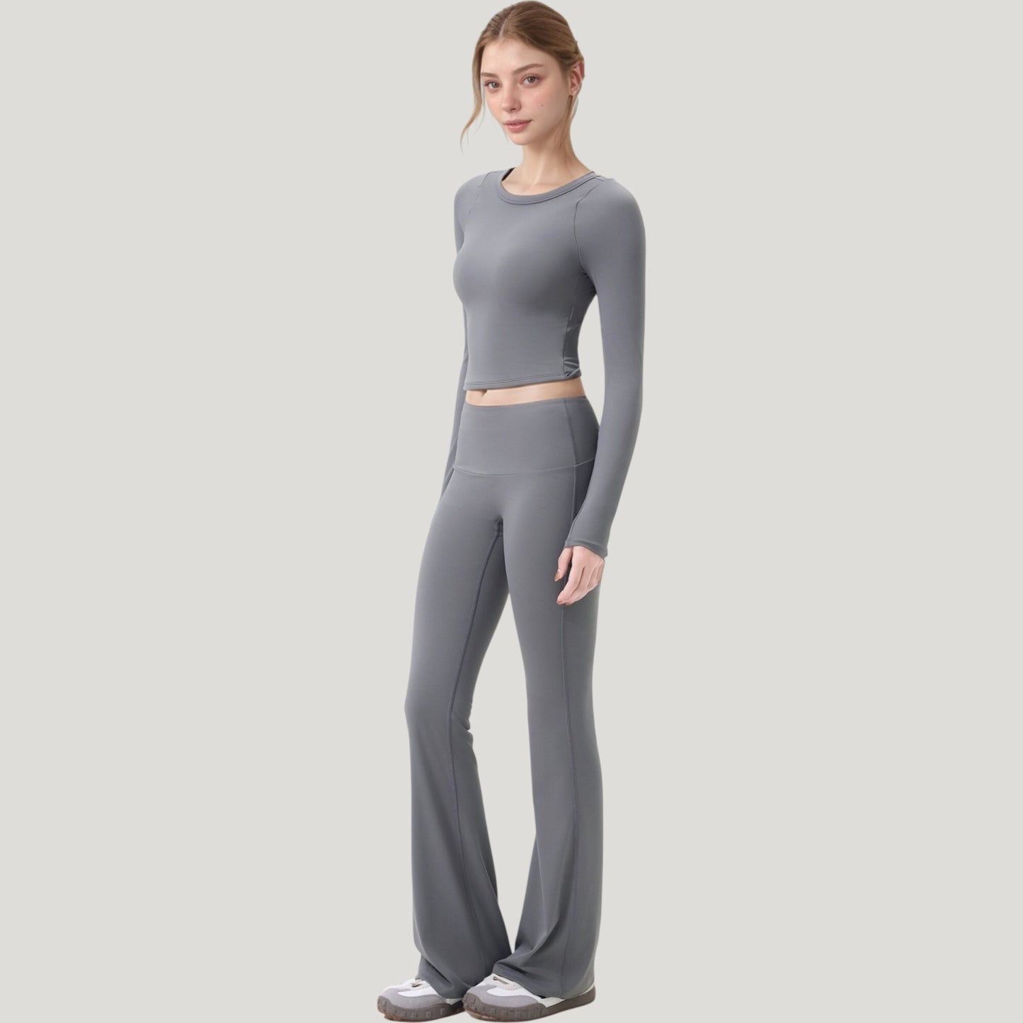 Anna-Kaci Active Women's Long Sleeve Cropped Sports Top with Open Back and Crisscross Strap Detail