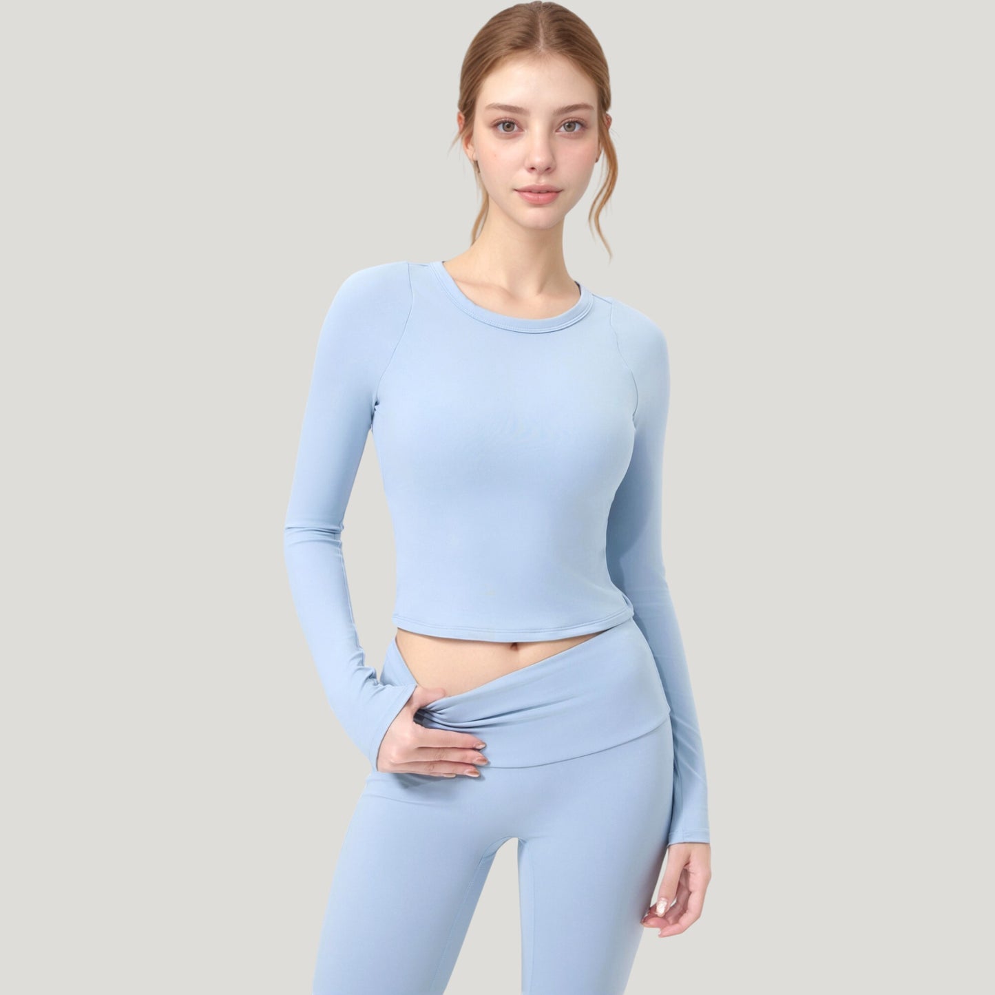 Anna-Kaci Active Women's Long Sleeve Cropped Sports Top with Open Back and Crisscross Strap Detail