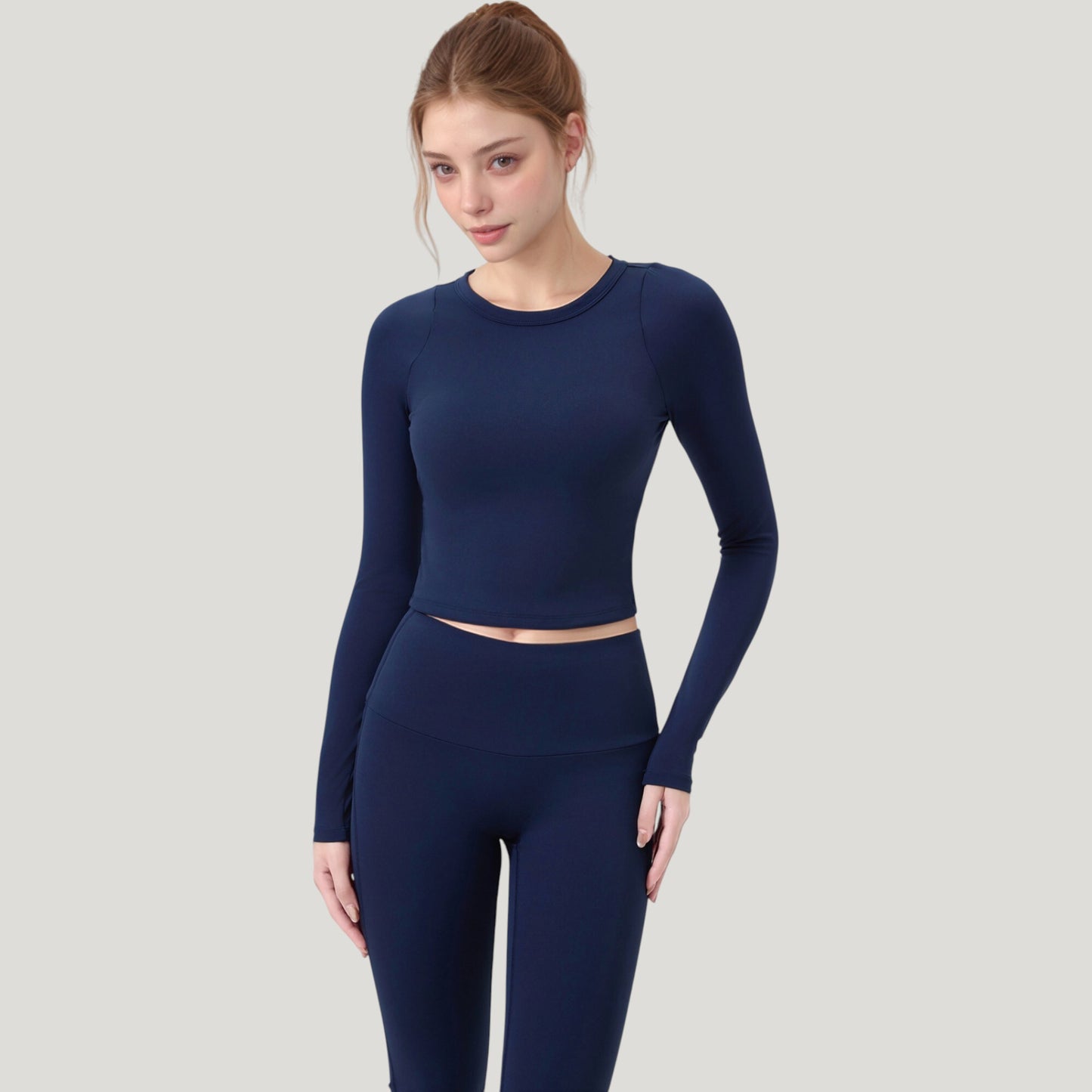 Anna-Kaci Active Women's Long Sleeve Cropped Sports Top with Open Back and Crisscross Strap Detail