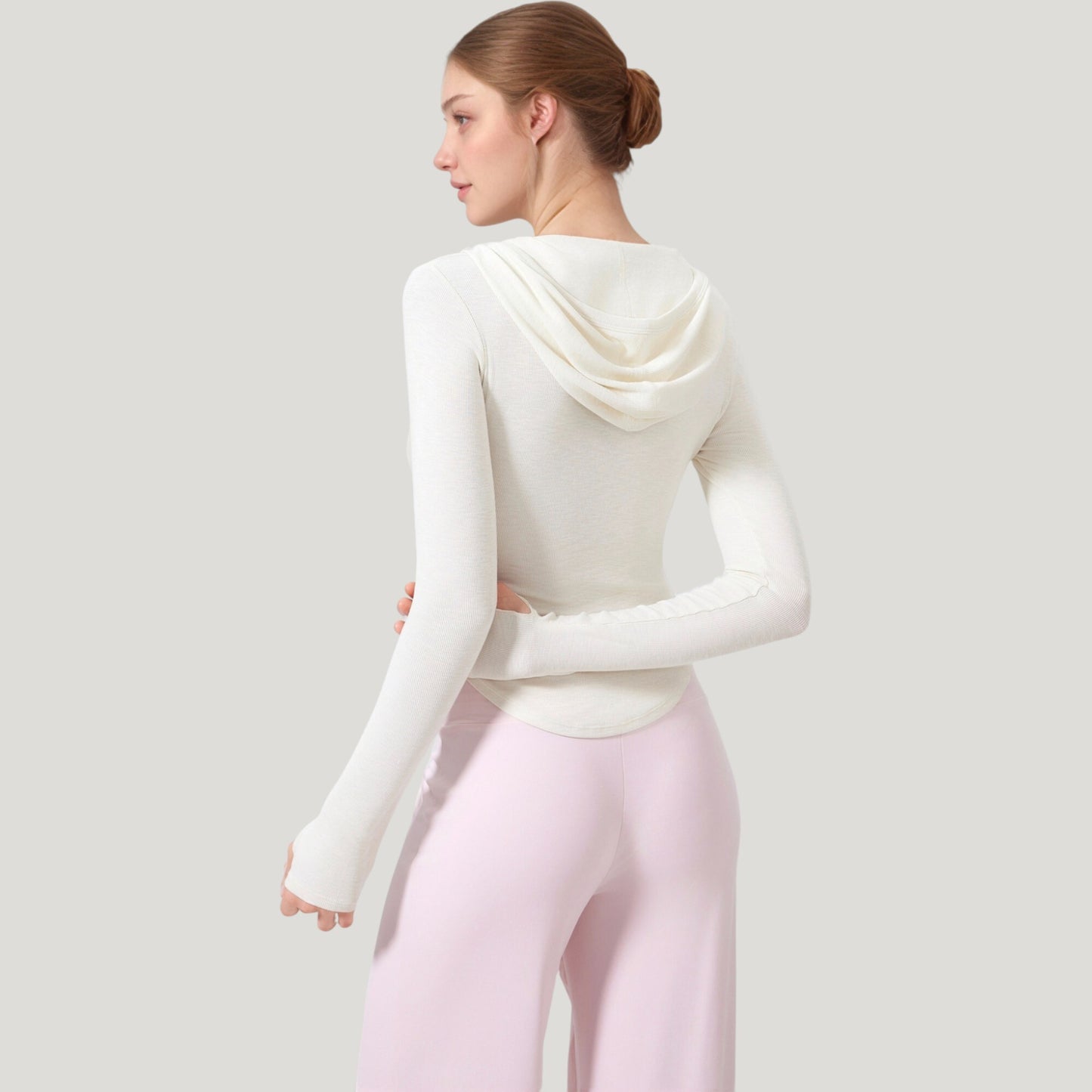 Anna-Kaci Active Women's Long Sleeve Henley Hoodie Activewear Top with Streamlined Fit and Lightweight Stretch Fabric