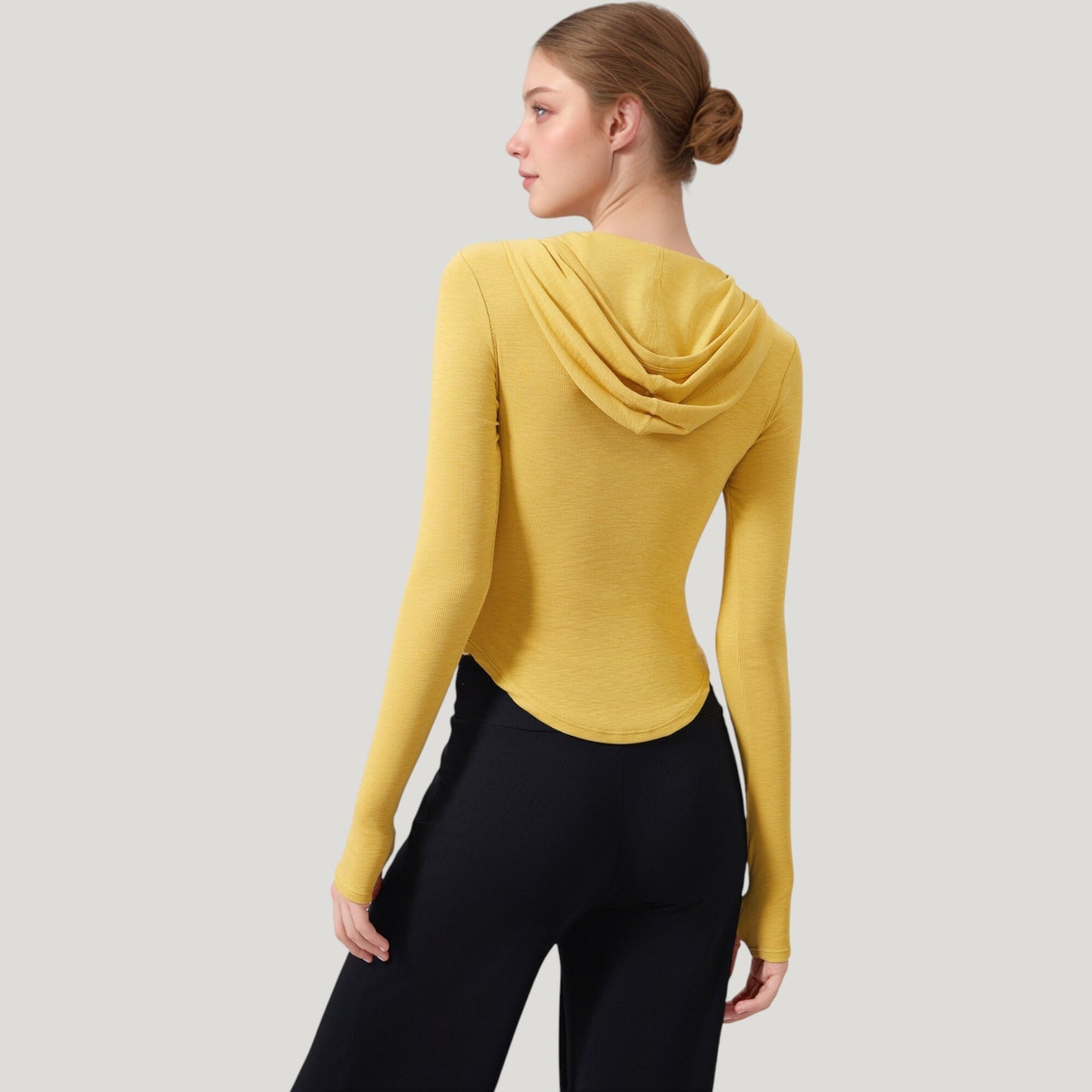 Anna-Kaci Active Women's Long Sleeve Henley Hoodie Activewear Top with Streamlined Fit and Lightweight Stretch Fabric
