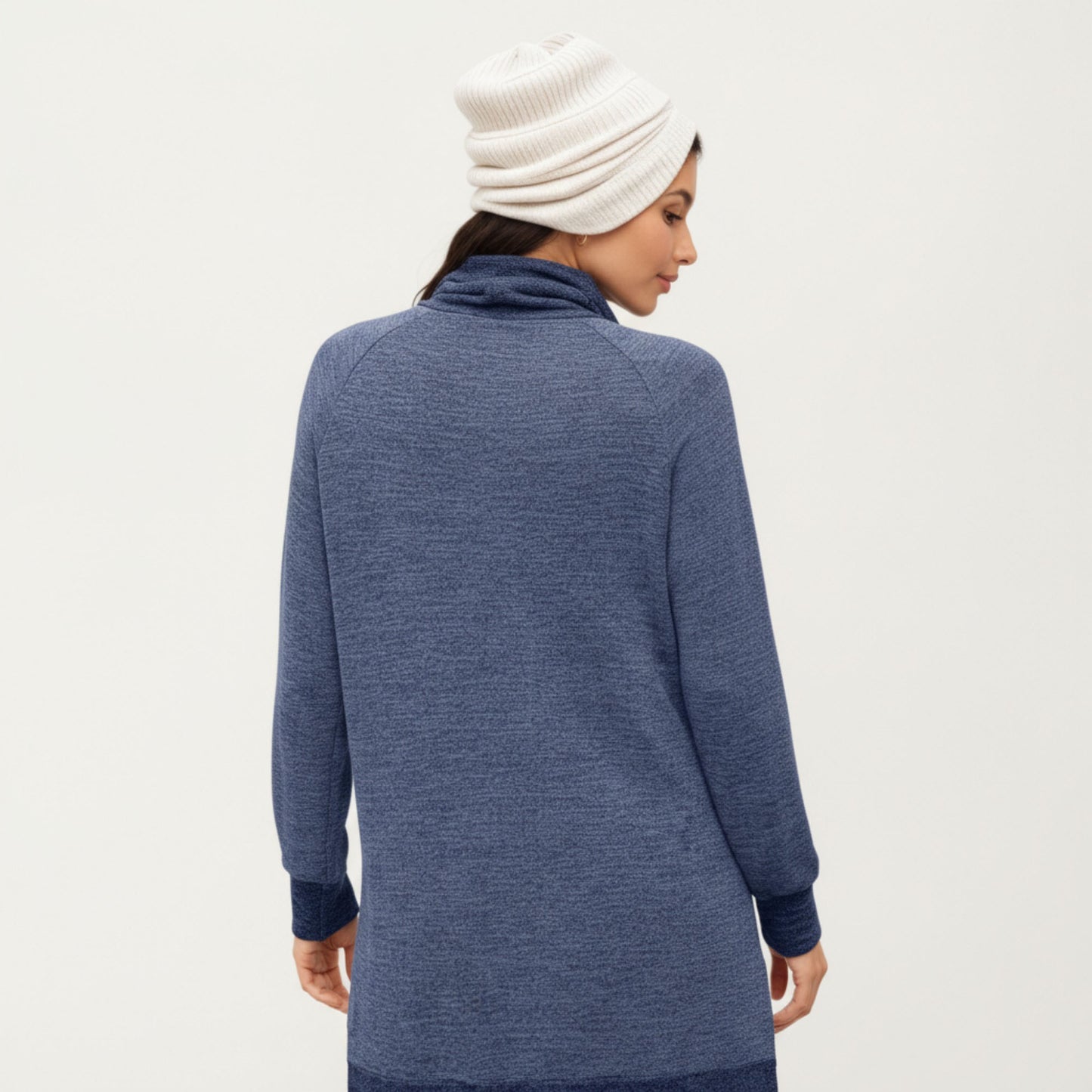 Anna-Kaci Women's Long Sleeve Cowl Neck Top with Contrast Cuffs and Hem