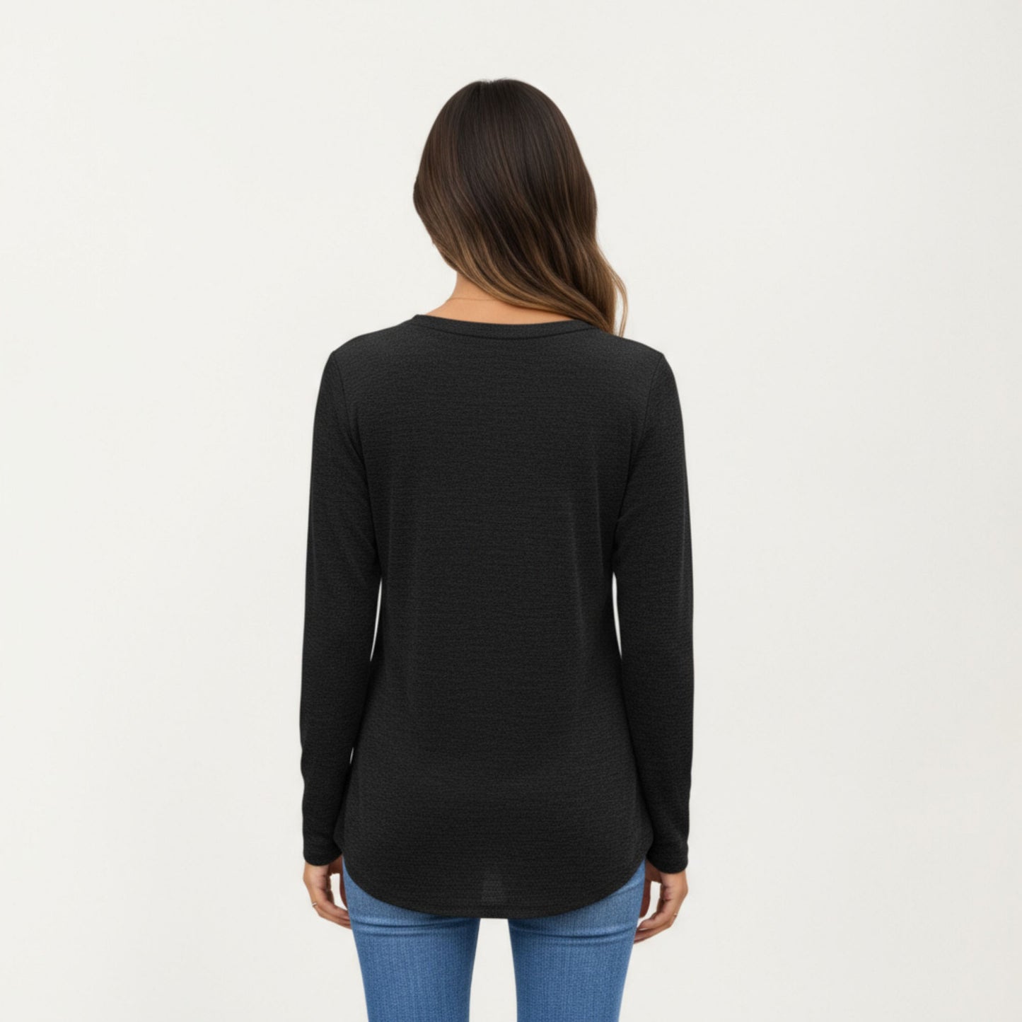 Anna-Kaci Women's Long Sleeve V-Neck Top with Subtle Front Pleat and Relaxed Fit