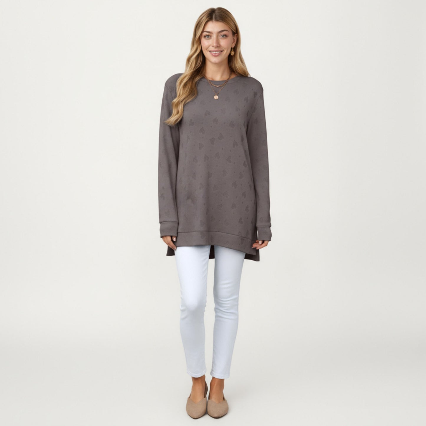Anna-Kaci Women's Long Sleeve Oversized Pullover Top with High-Low Hem and Relaxed Fit