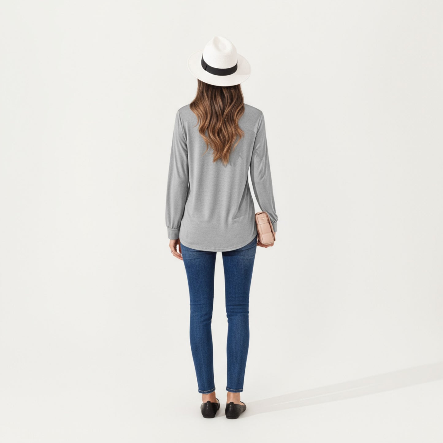 Anna-Kaci Women's Long Sleeve Square Neck Top with Front Pleat Detailing and Relaxed Fit