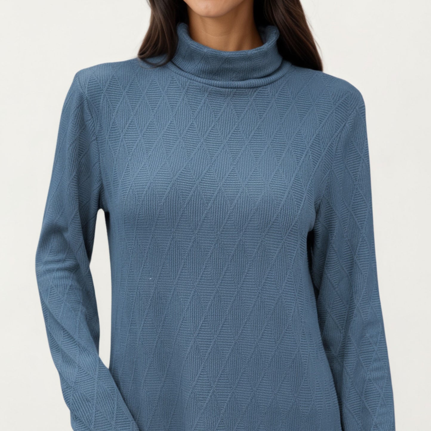 Anna-Kaci Women's Long Sleeve Collared Knit Top with Subtle Textured Pattern and Relaxed Fit