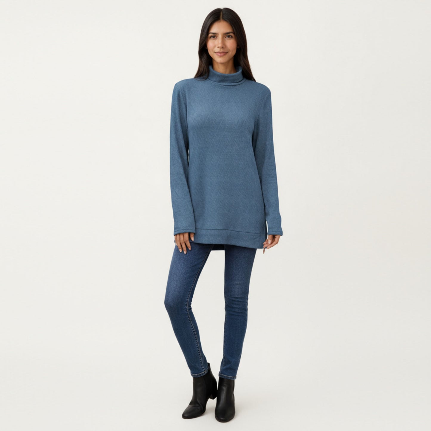 Anna-Kaci Women's Long Sleeve Collared Knit Top with Subtle Textured Pattern and Relaxed Fit