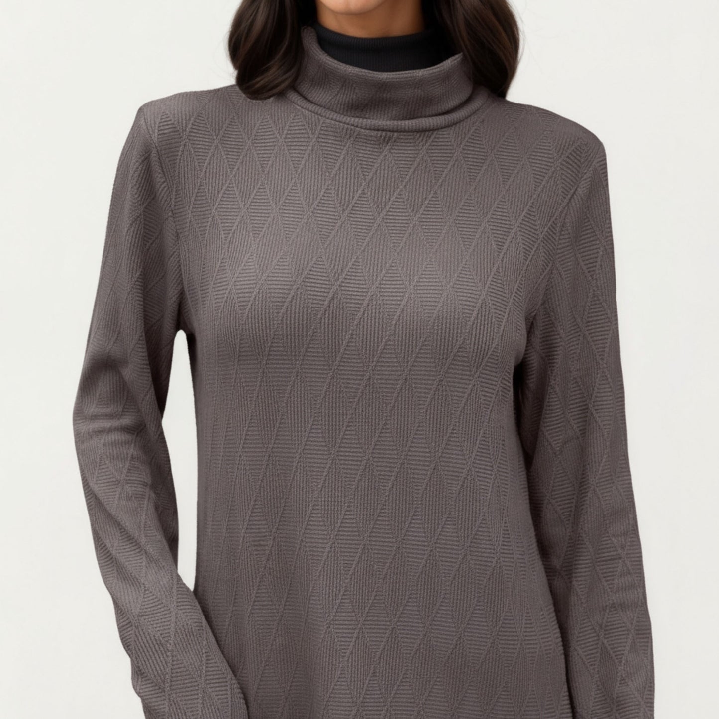 Anna-Kaci Women's Long Sleeve Collared Knit Top with Subtle Textured Pattern and Relaxed Fit
