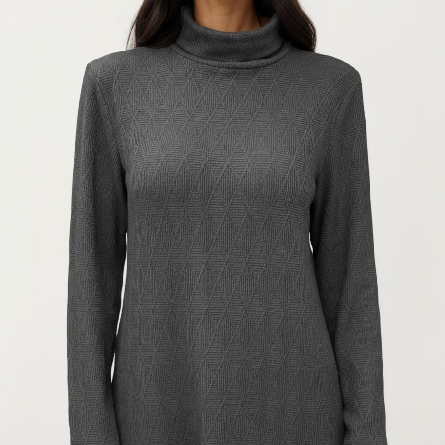 Anna-Kaci Women's Long Sleeve Collared Knit Top with Subtle Textured Pattern and Relaxed Fit