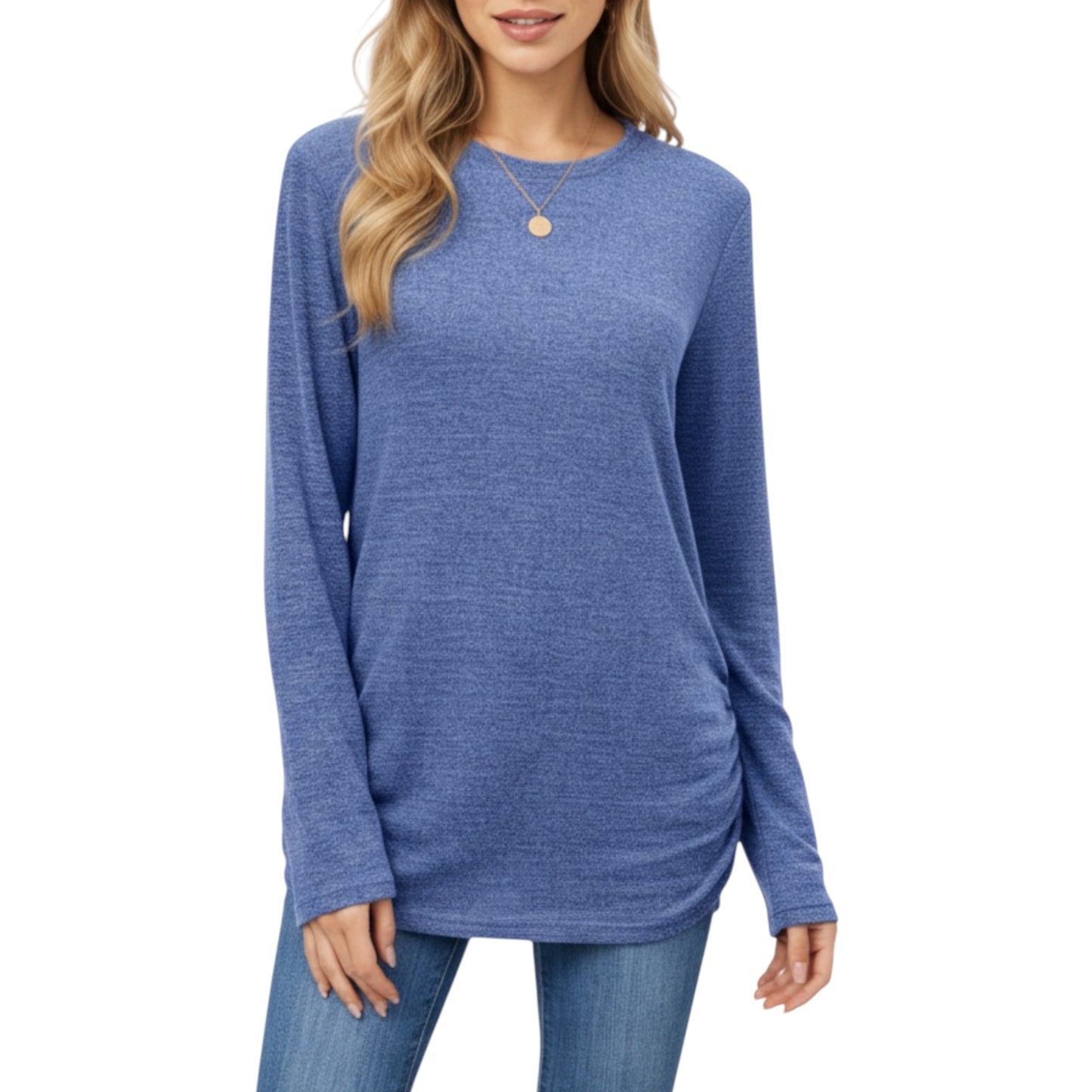 Anna-Kaci Women's Long Sleeve Crew Neck Top with Relaxed Fit and Soft Knit Fabric