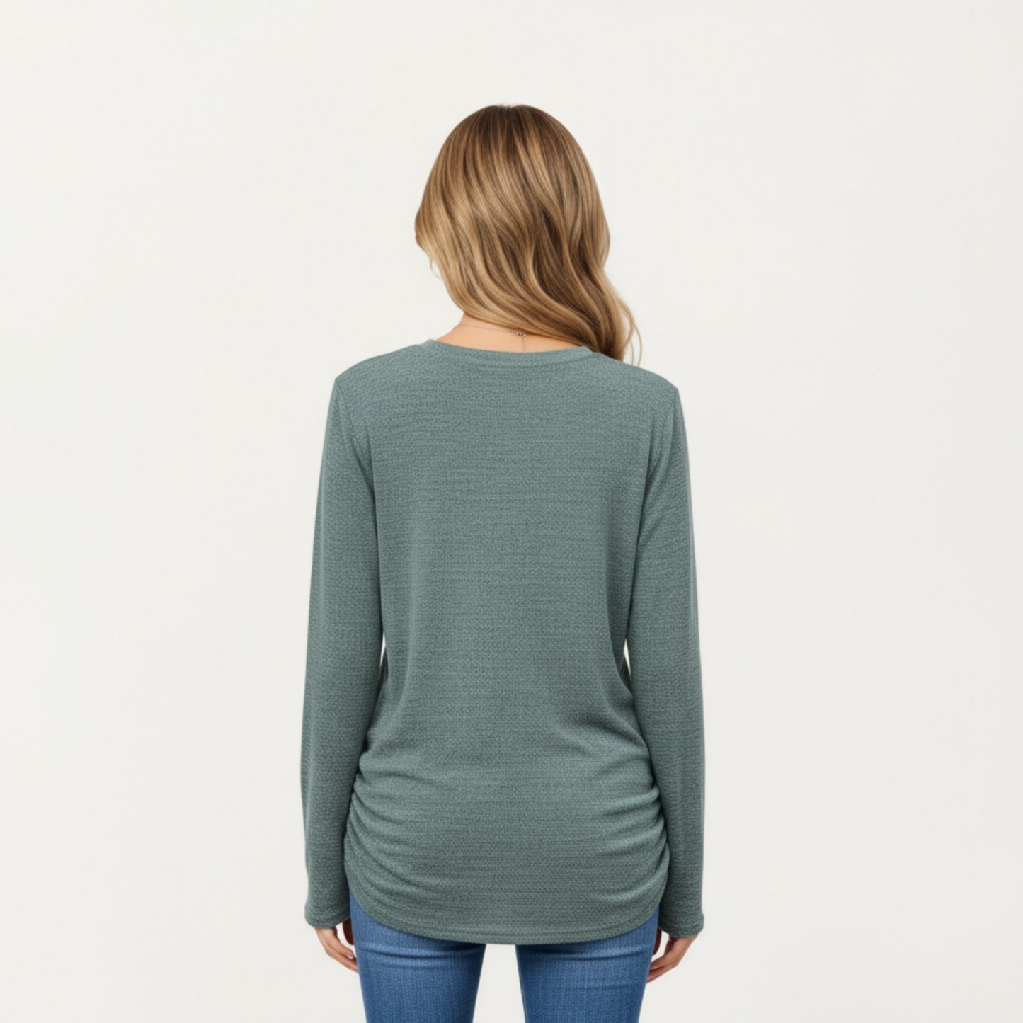 Anna-Kaci Women's Long Sleeve Crew Neck Top with Relaxed Fit and Soft Knit Fabric
