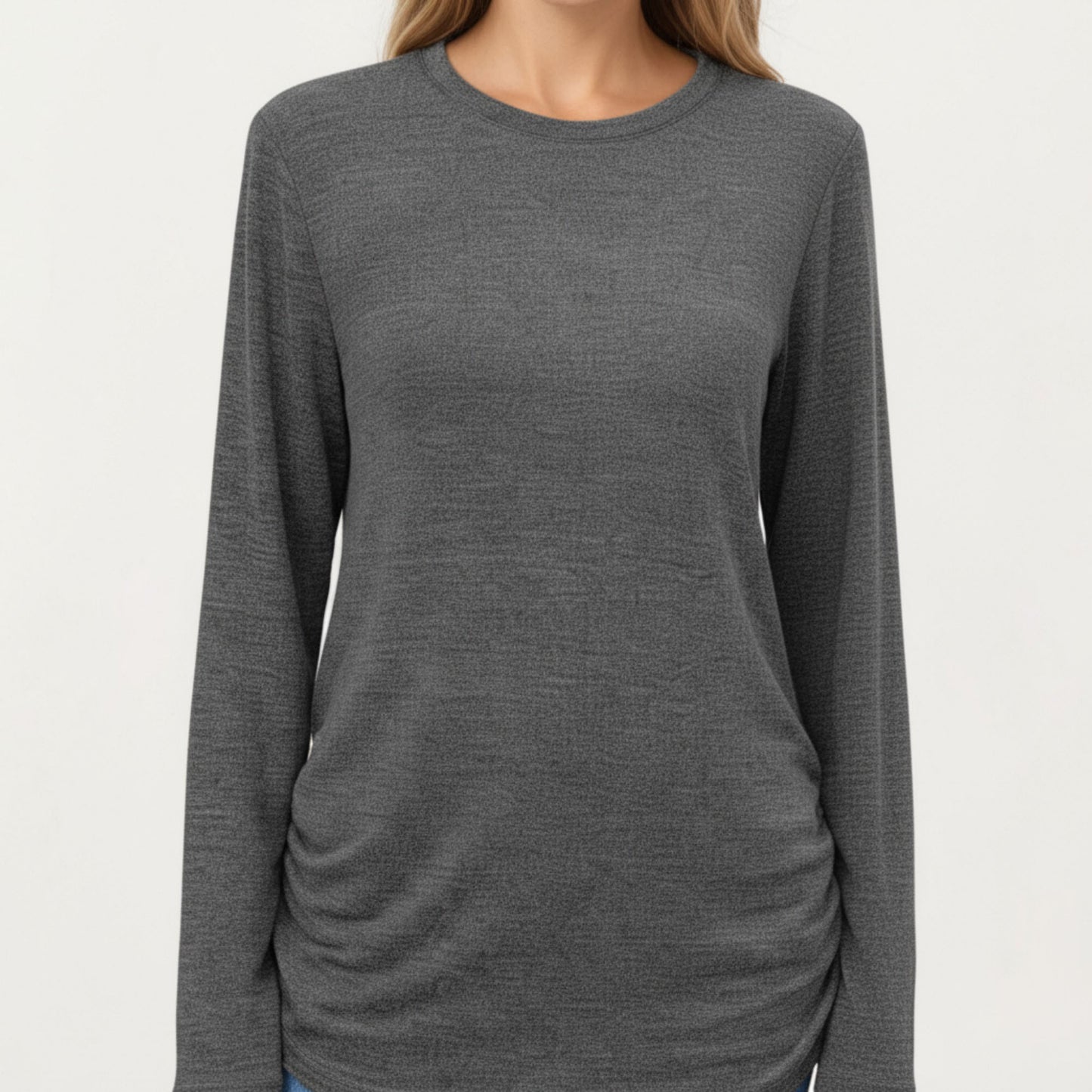 Anna-Kaci Women's Long Sleeve Crew Neck Top with Relaxed Fit and Soft Knit Fabric