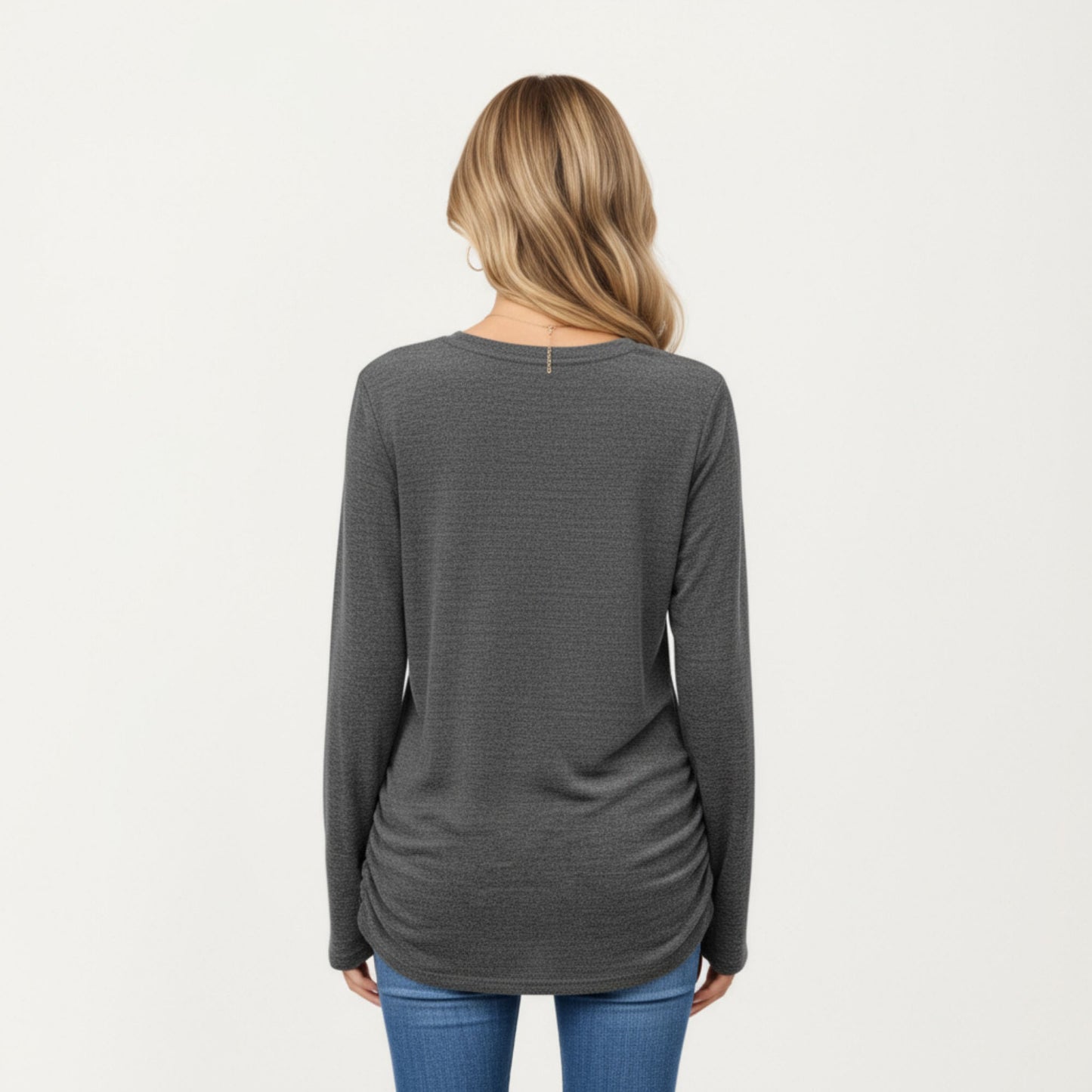 Anna-Kaci Women's Long Sleeve Crew Neck Top with Relaxed Fit and Soft Knit Fabric