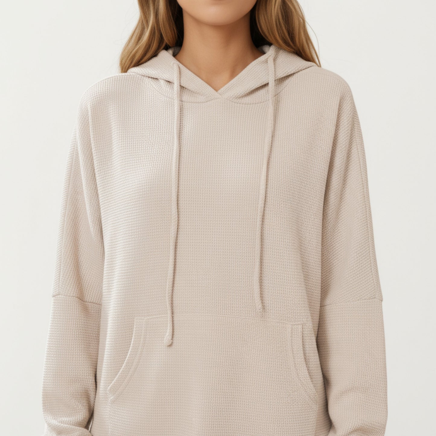 Anna-Kaci Women's Long Sleeve Pullover Hoodie with Kangaroo Pocket and Drawstring Detail