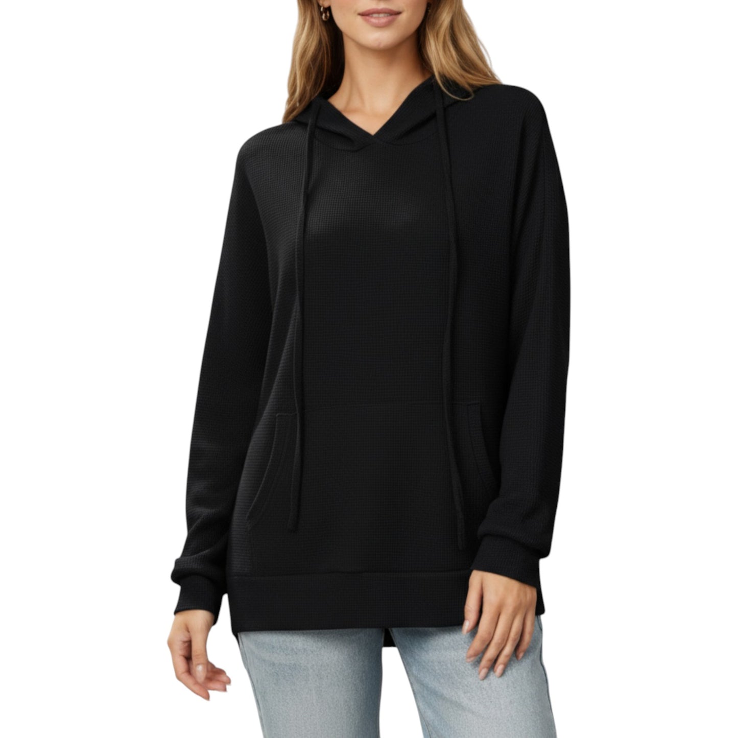 Anna-Kaci Women's Long Sleeve Pullover Hoodie with Kangaroo Pocket and Drawstring Detail