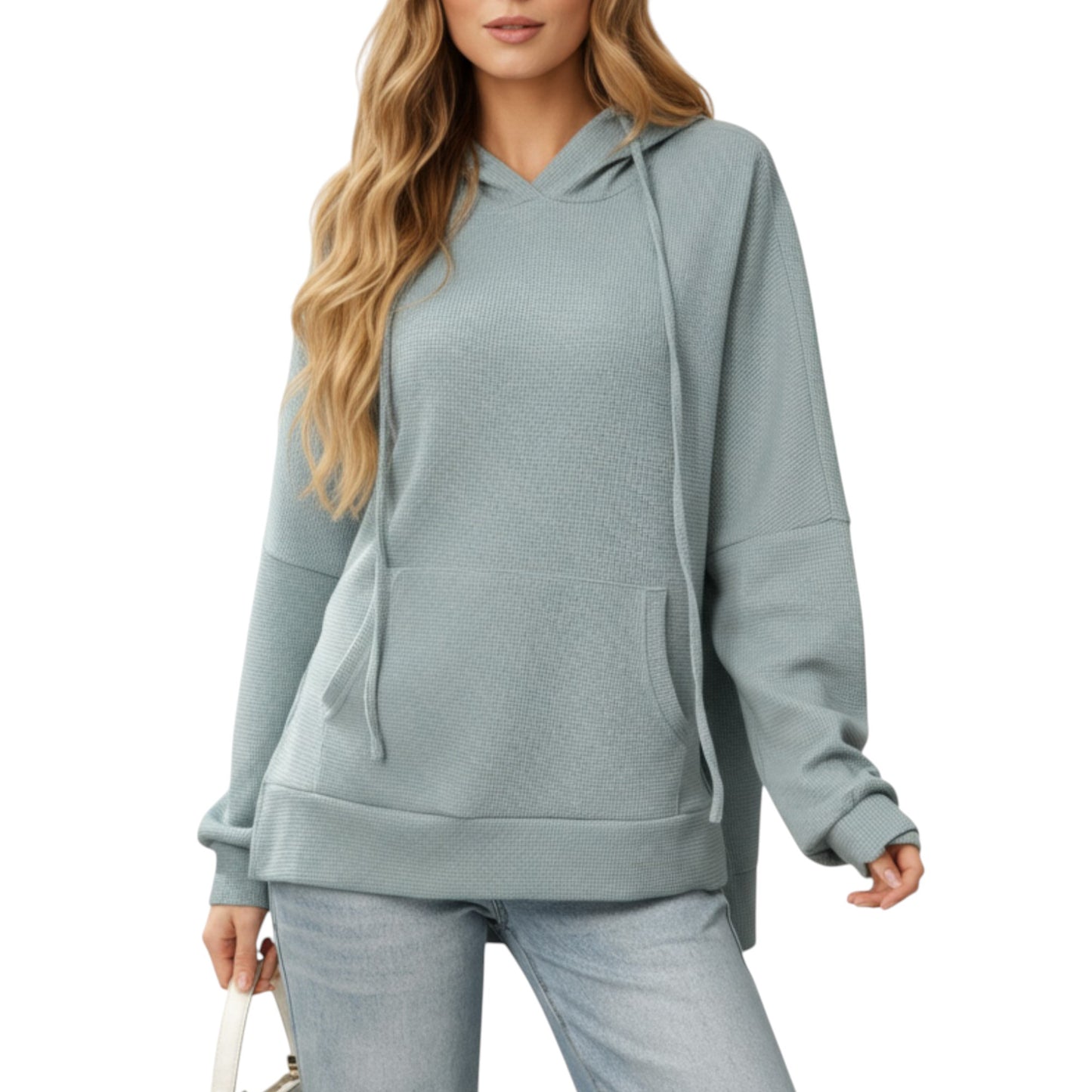 Anna-Kaci Women's Long Sleeve Pullover Hoodie with Kangaroo Pocket and Drawstring Detail